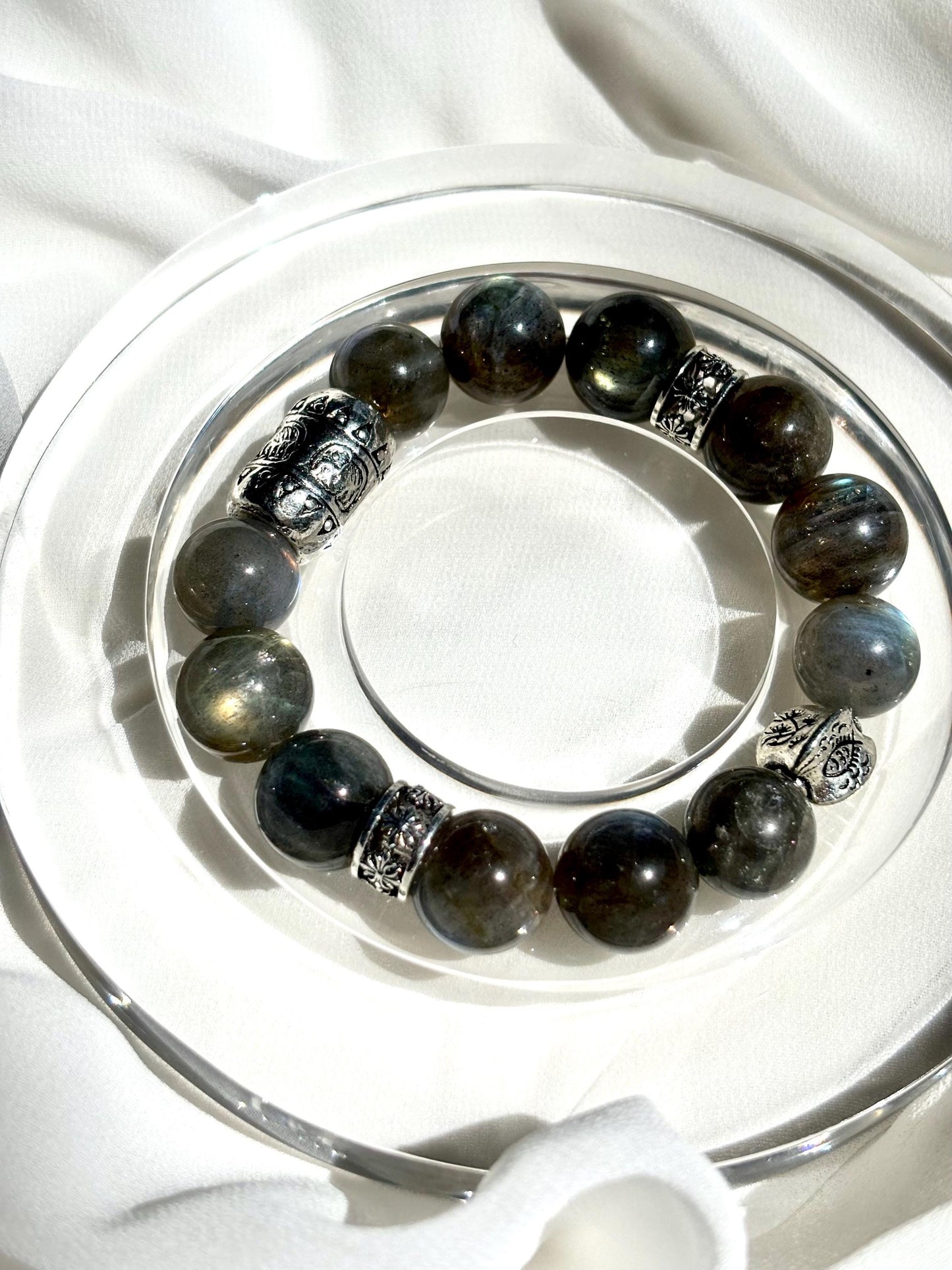 Mystic Guardian - Labradorite Elephant Charm Bracelet