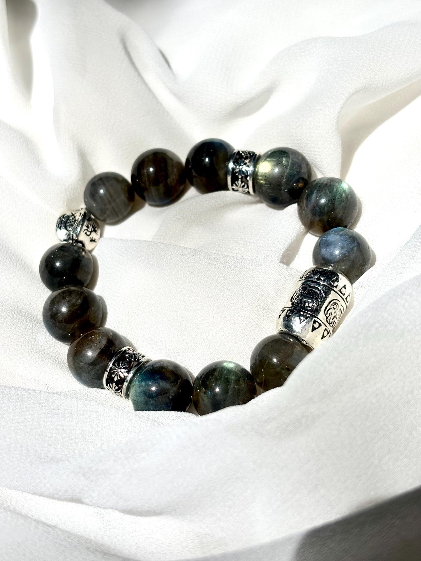 Mystic Guardian - Labradorite Elephant Charm Bracelet