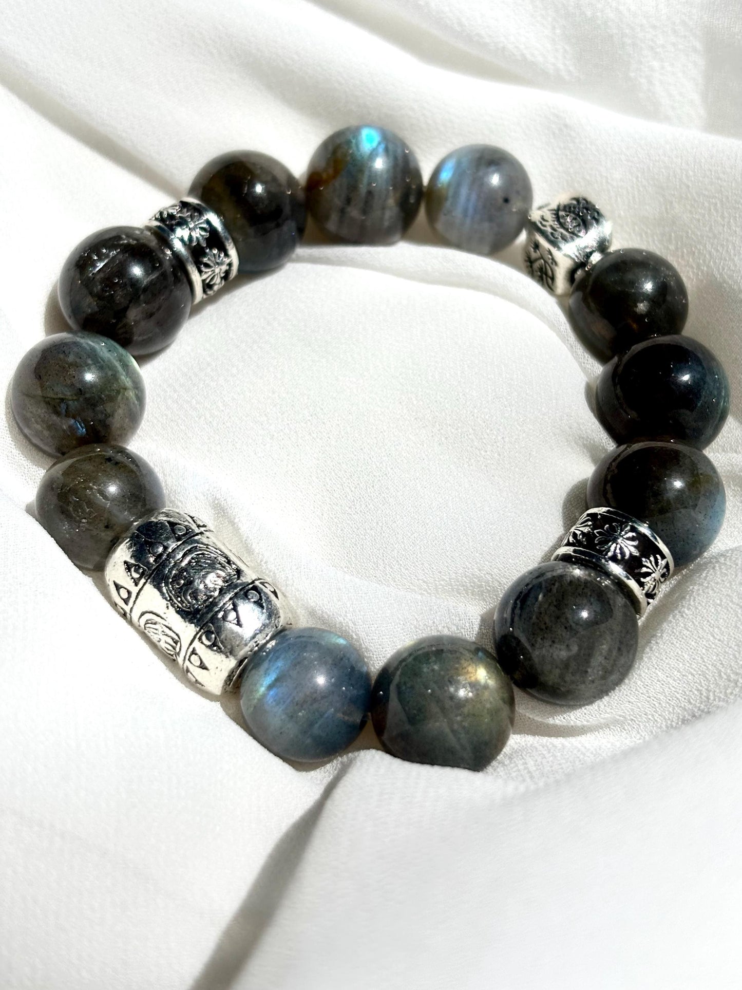 Mystic Guardian - Labradorite Elephant Charm Bracelet