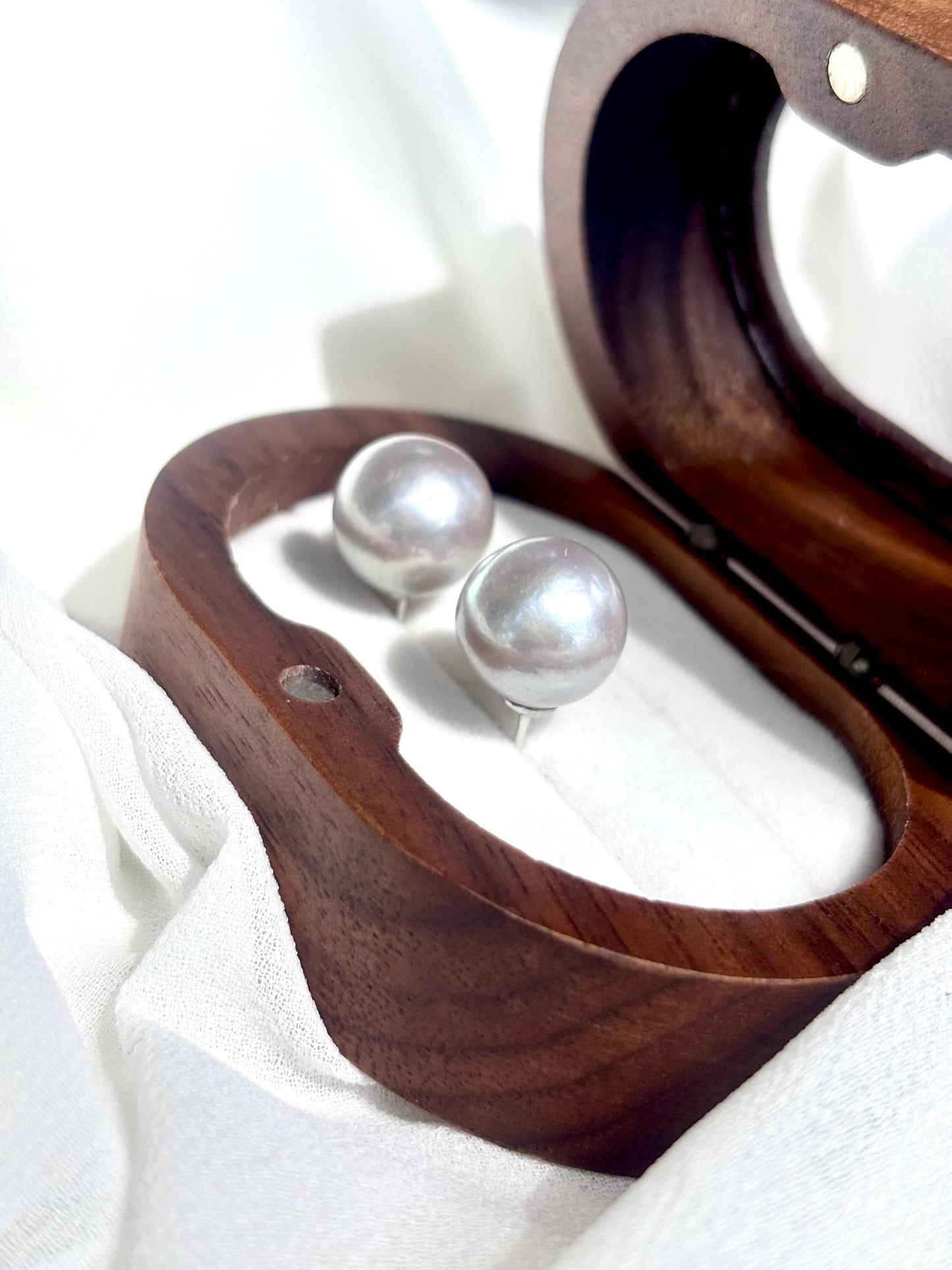 River Lune - Grey Silver Luster Pearl Stud Earrings