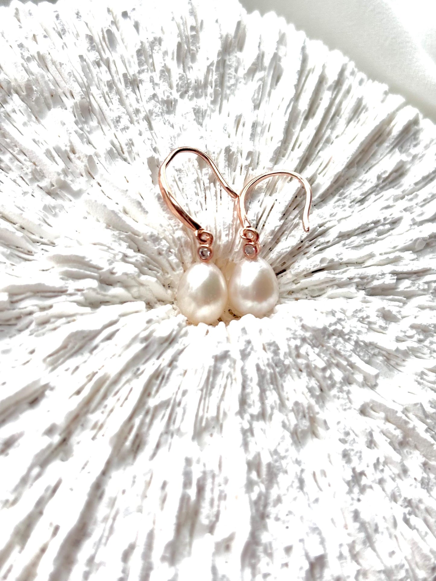 Moonwater Bloom - Freshwater Pearl Minimalist Earrings (Rose Gold / Gold / Silver Available)