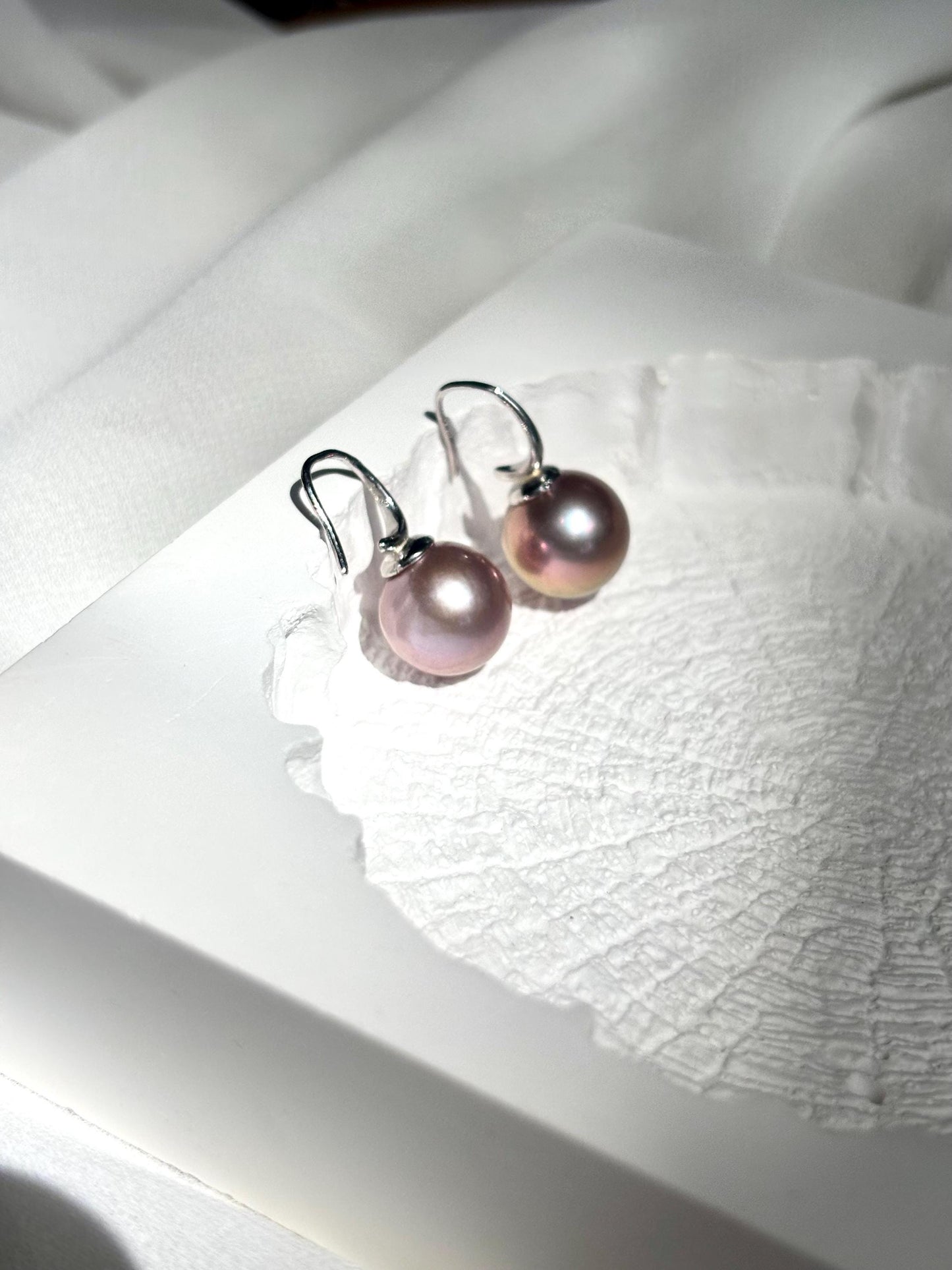 Lavender Moon Whisper - Lavender Pearl Drop Earrings