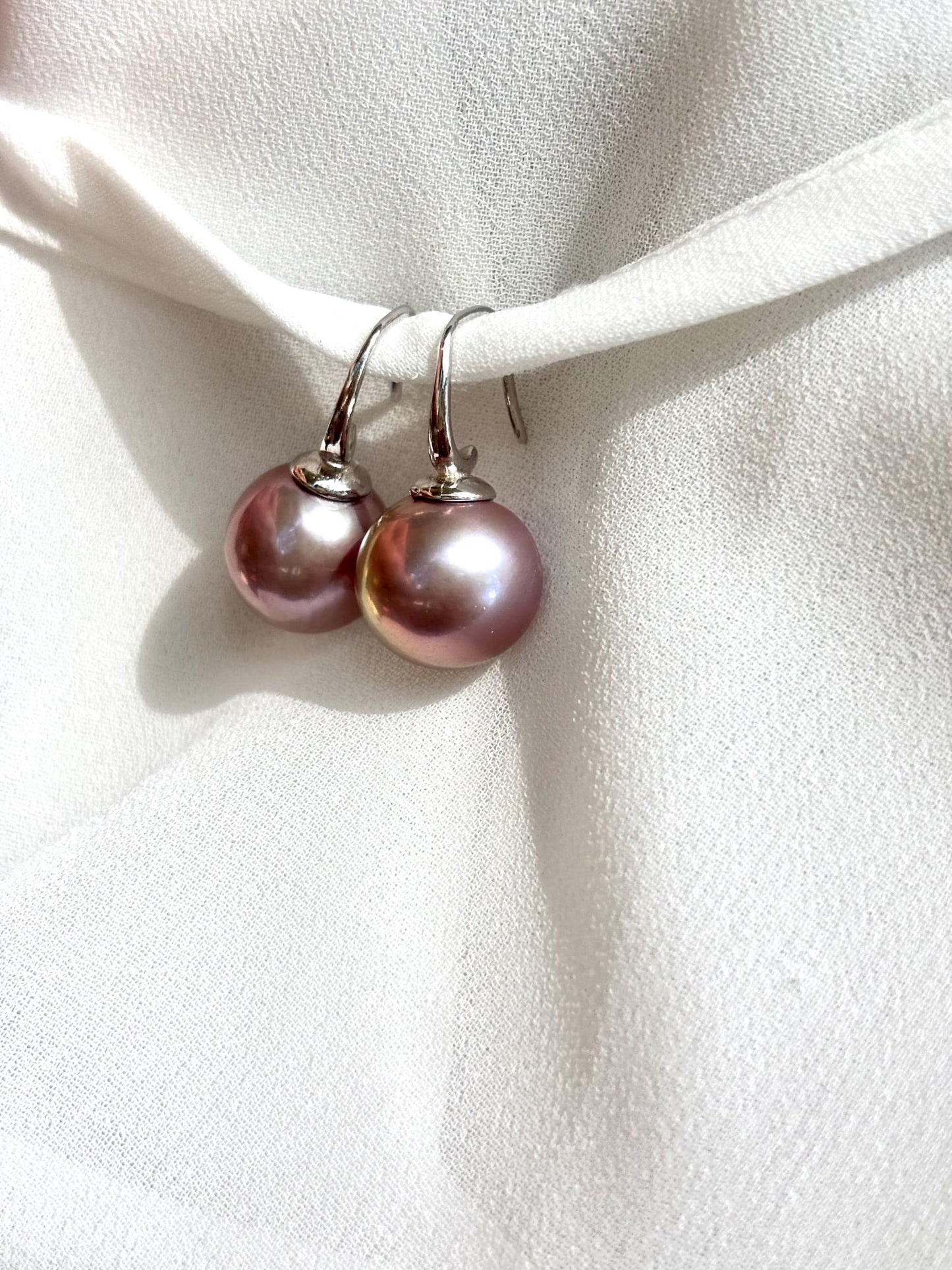 Lavender Moon Whisper - Lavender Pearl Drop Earrings