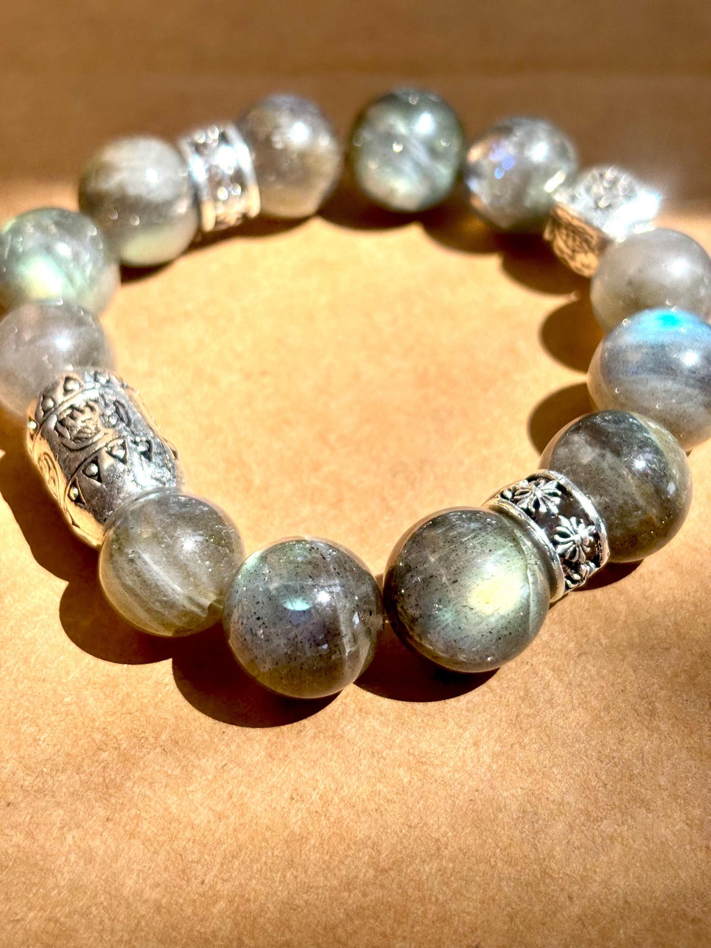 Mystic Guardian - Labradorite Elephant Charm Bracelet
