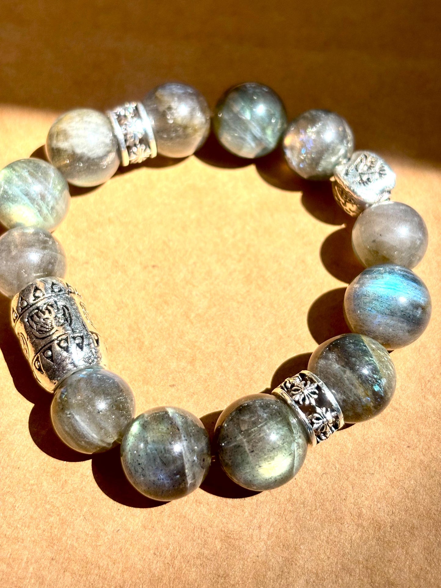 Mystic Guardian - Labradorite Elephant Charm Bracelet
