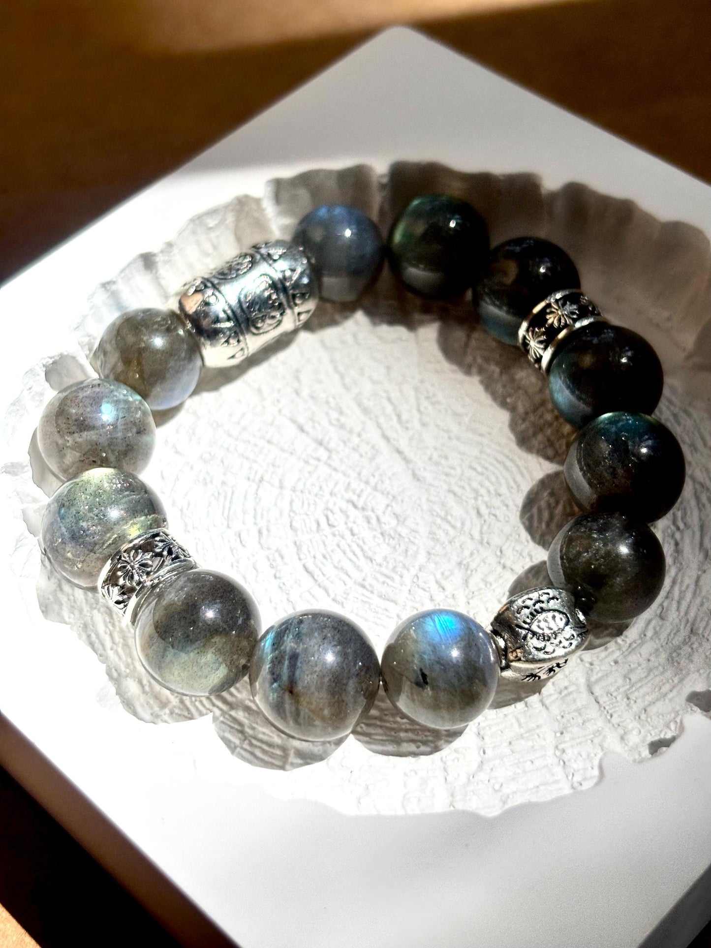 Mystic Guardian - Labradorite Elephant Charm Bracelet