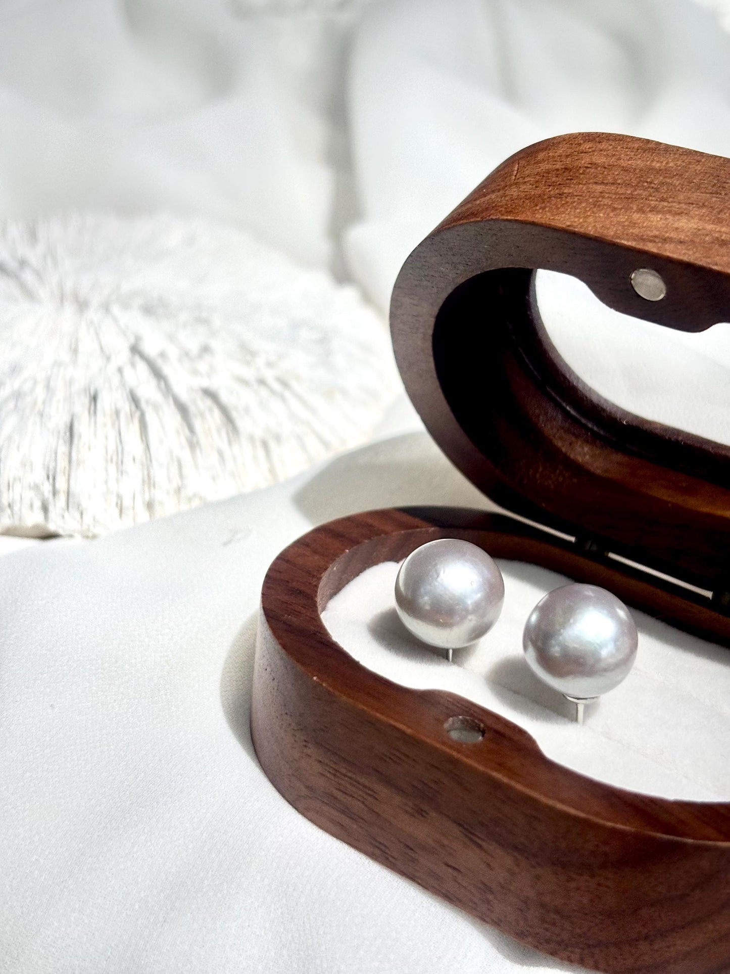 River Lune - Grey Silver Luster Pearl Stud Earrings