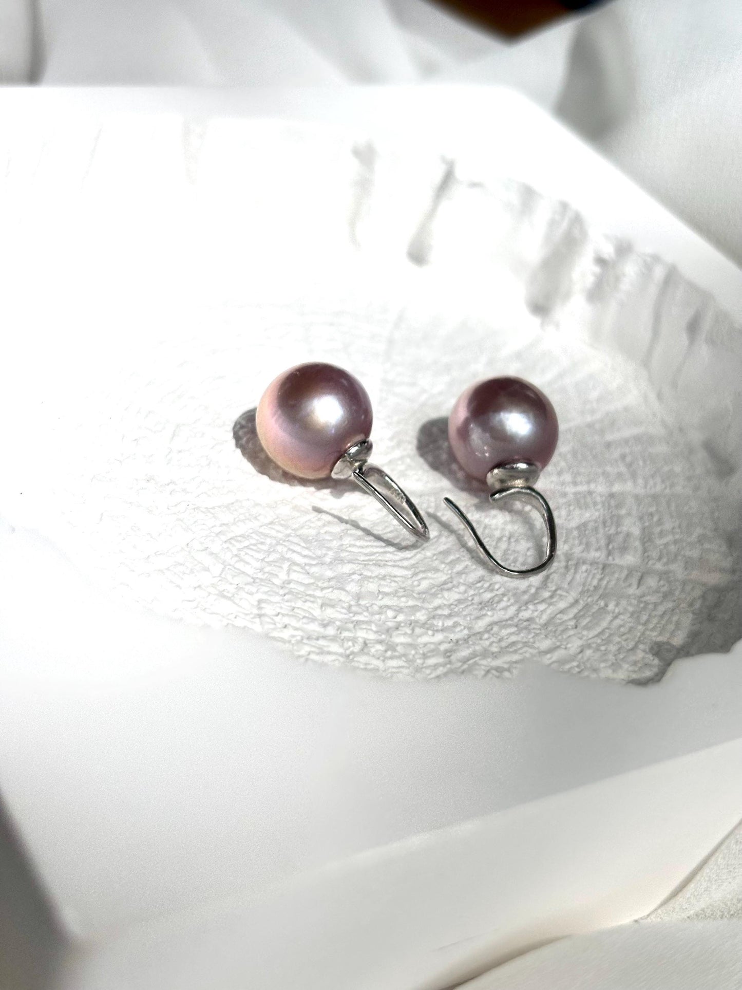 Lavender Moon Whisper - Lavender Pearl Drop Earrings