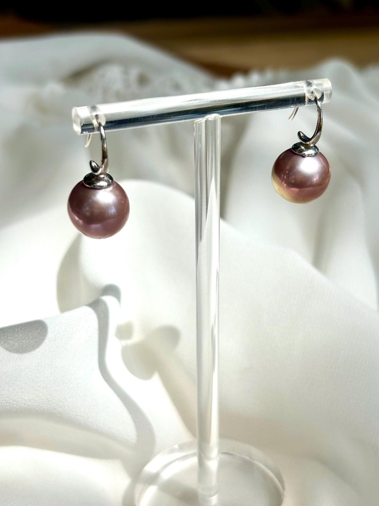 Lavender Moon Whisper - Lavender Pearl Drop Earrings