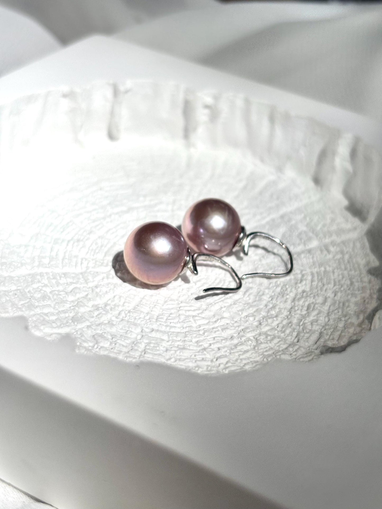 Lavender Moon Whisper - Lavender Pearl Drop Earrings