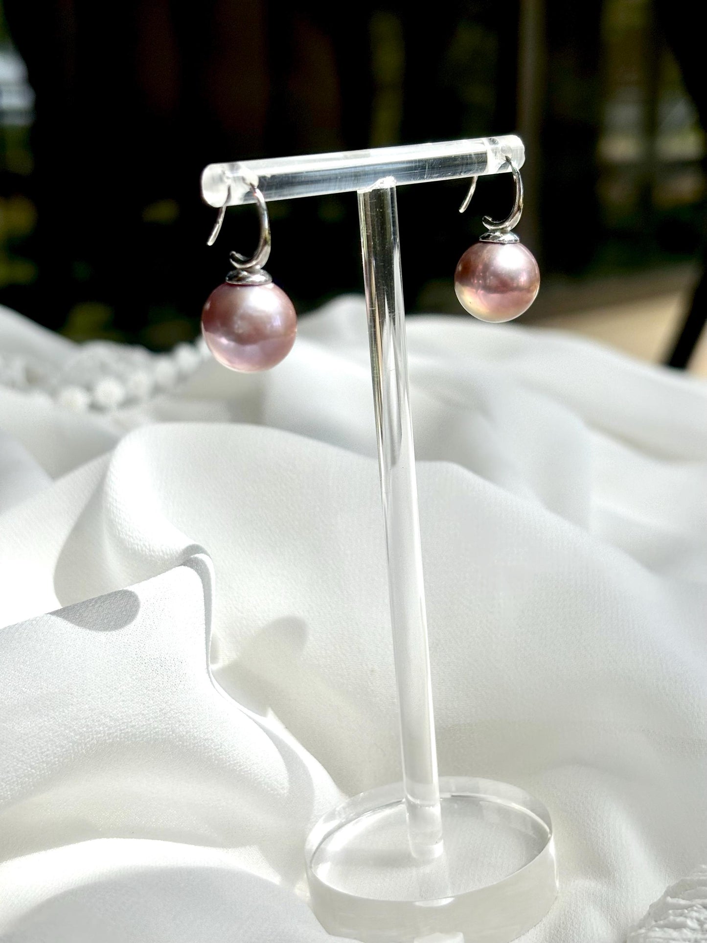 Lavender Moon Whisper - Lavender Pearl Drop Earrings