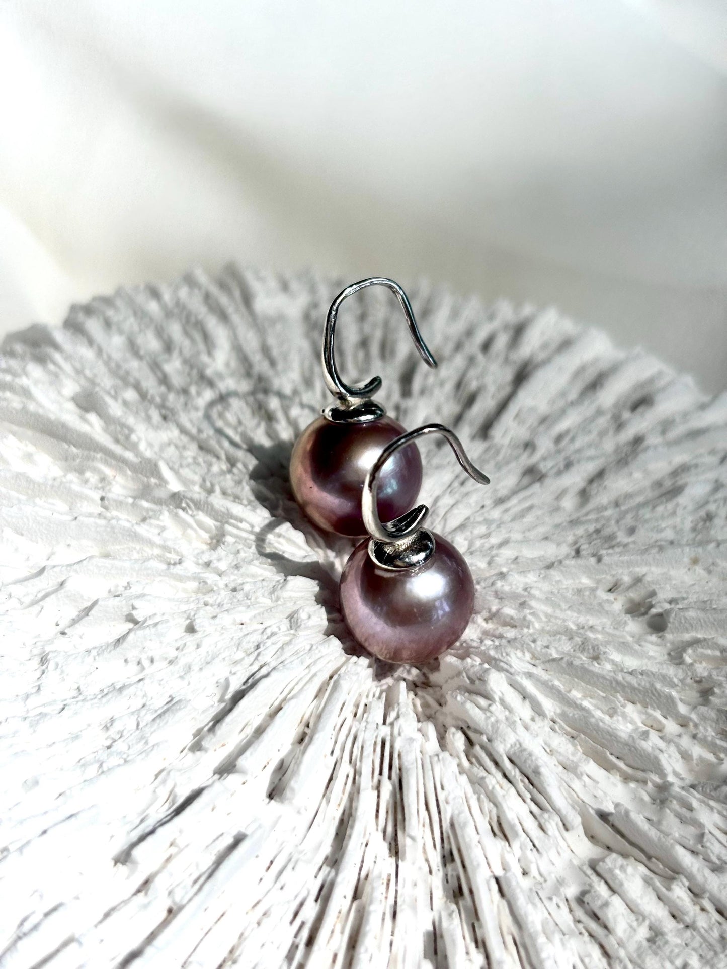 Lavender Moon Whisper - Lavender Pearl Drop Earrings