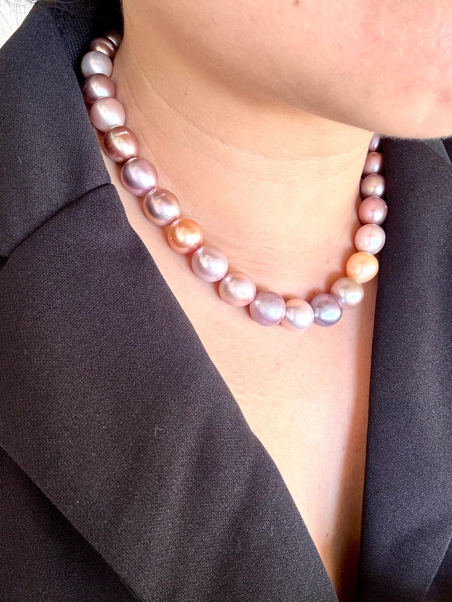 Aurora Bloom - Multicolor Purple Bronze Orange Baroque Pearl Necklace