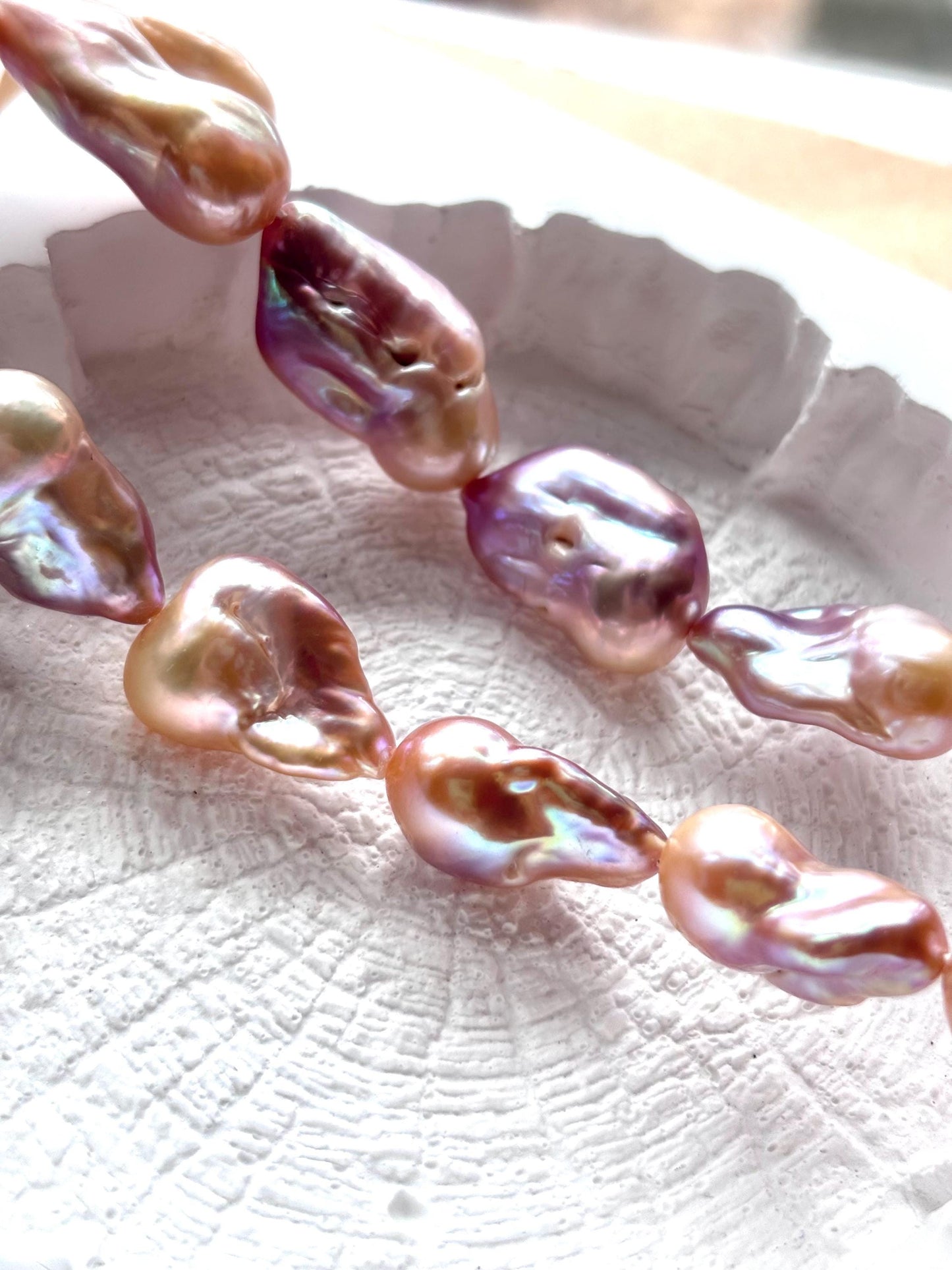 Enchanted Sunset - Orange & Purple Fish-Tail Baroque Pearl Necklace