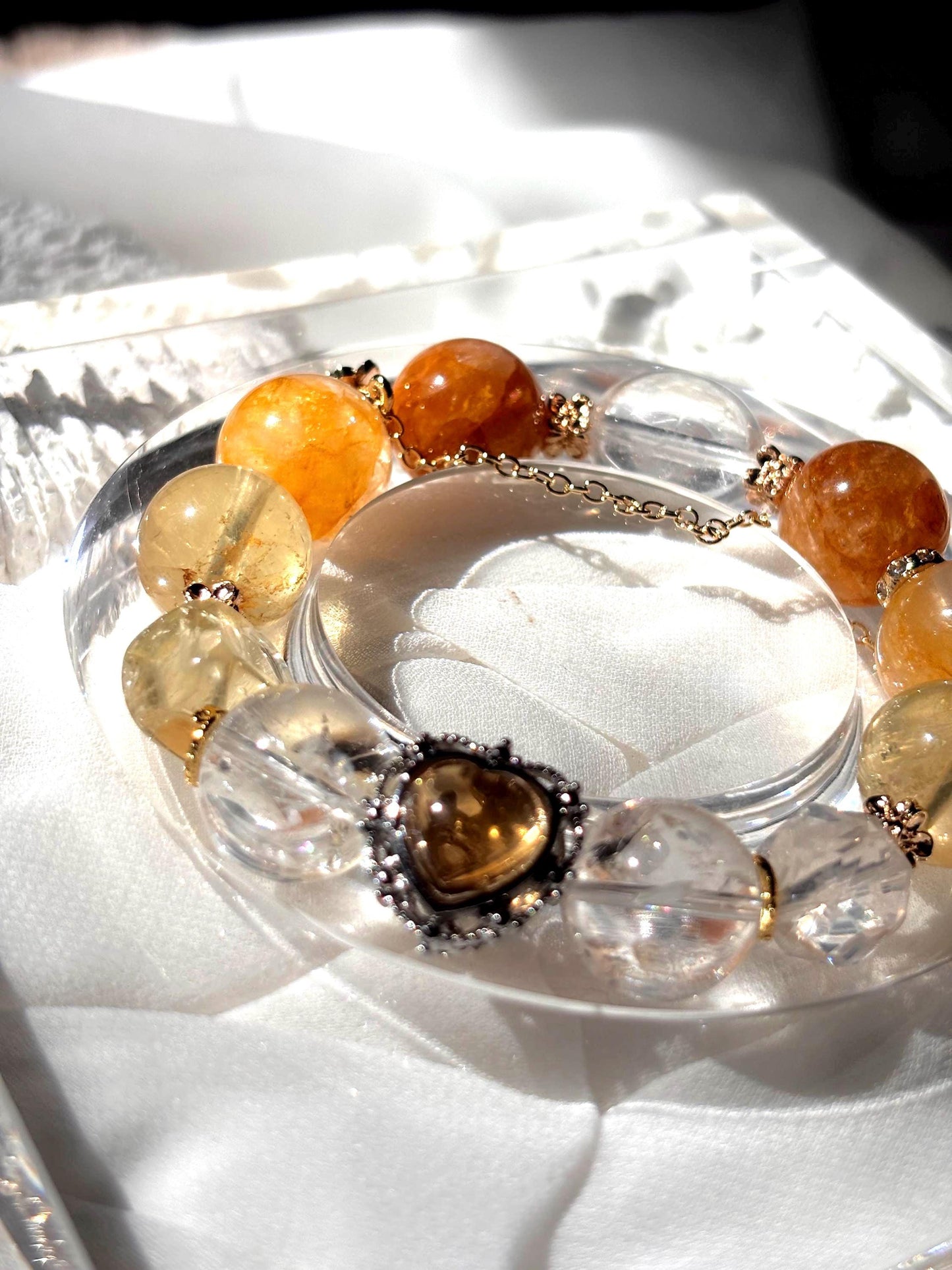 Solenara - Golden Light Heart Crystal Bracelet