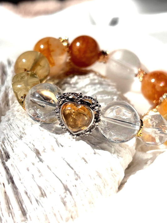 Solenara - Golden Light Heart Crystal Bracelet
