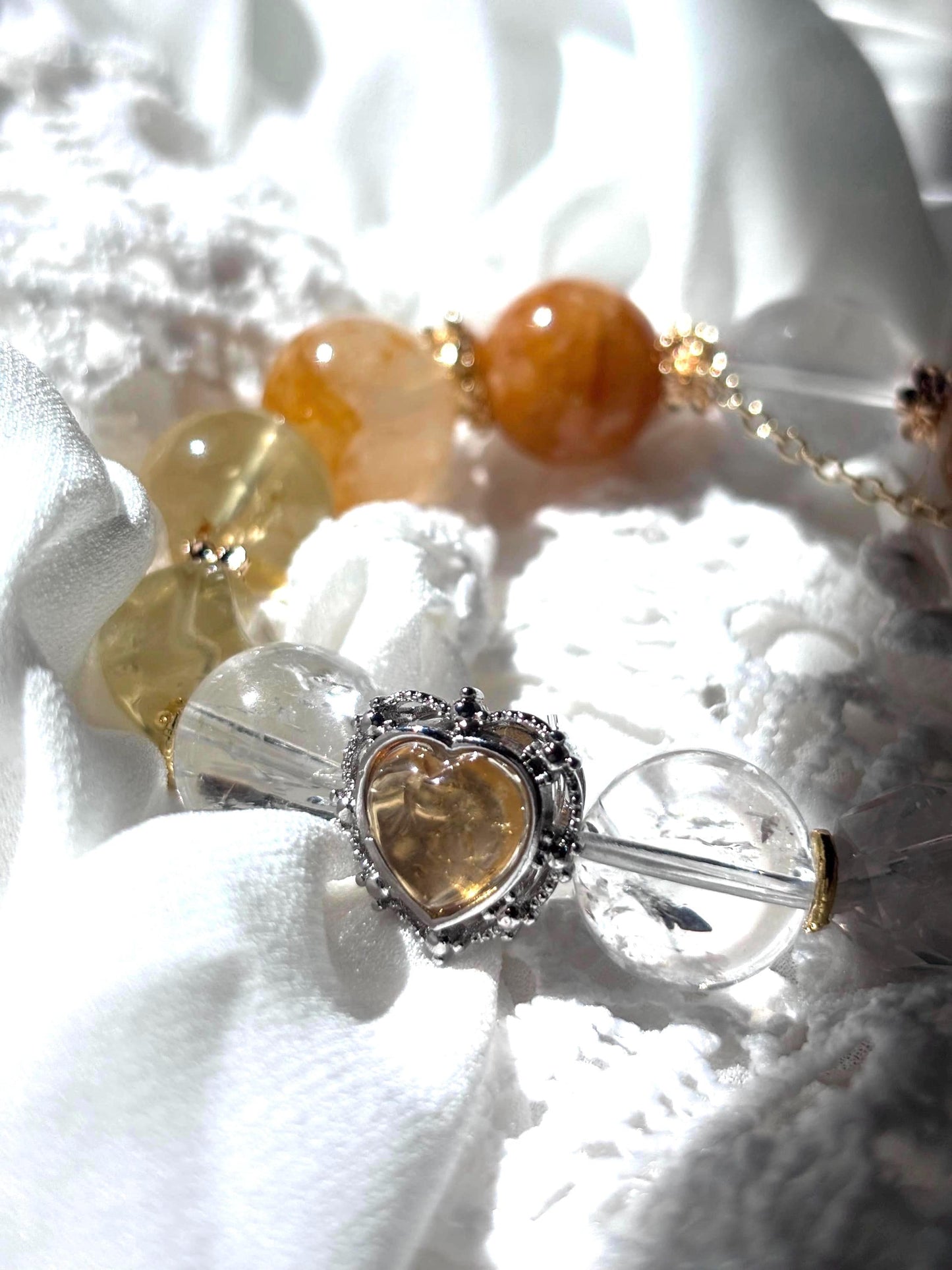 Solenara - Golden Light Heart Crystal Bracelet