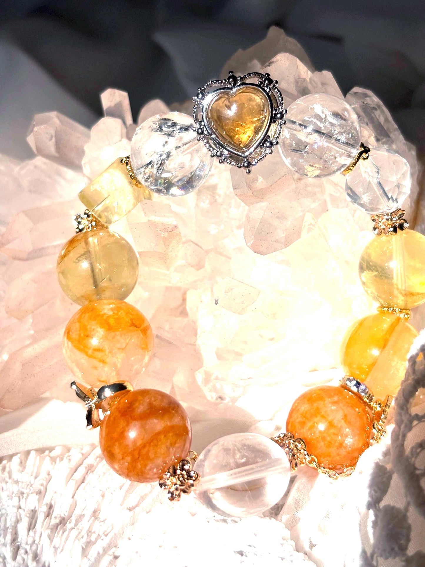 Solenara - Golden Light Heart Crystal Bracelet