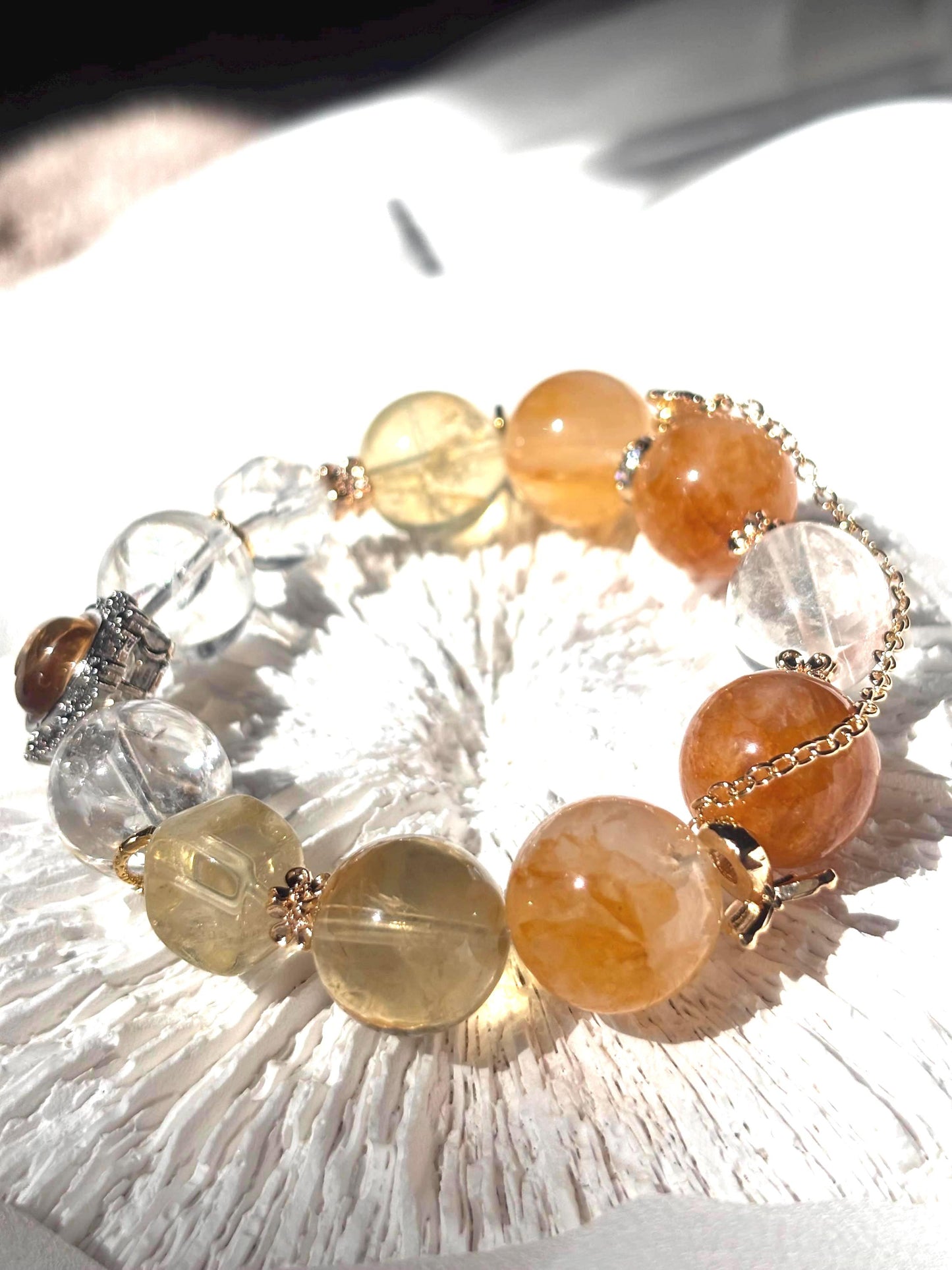 Solenara - Golden Light Heart Crystal Bracelet
