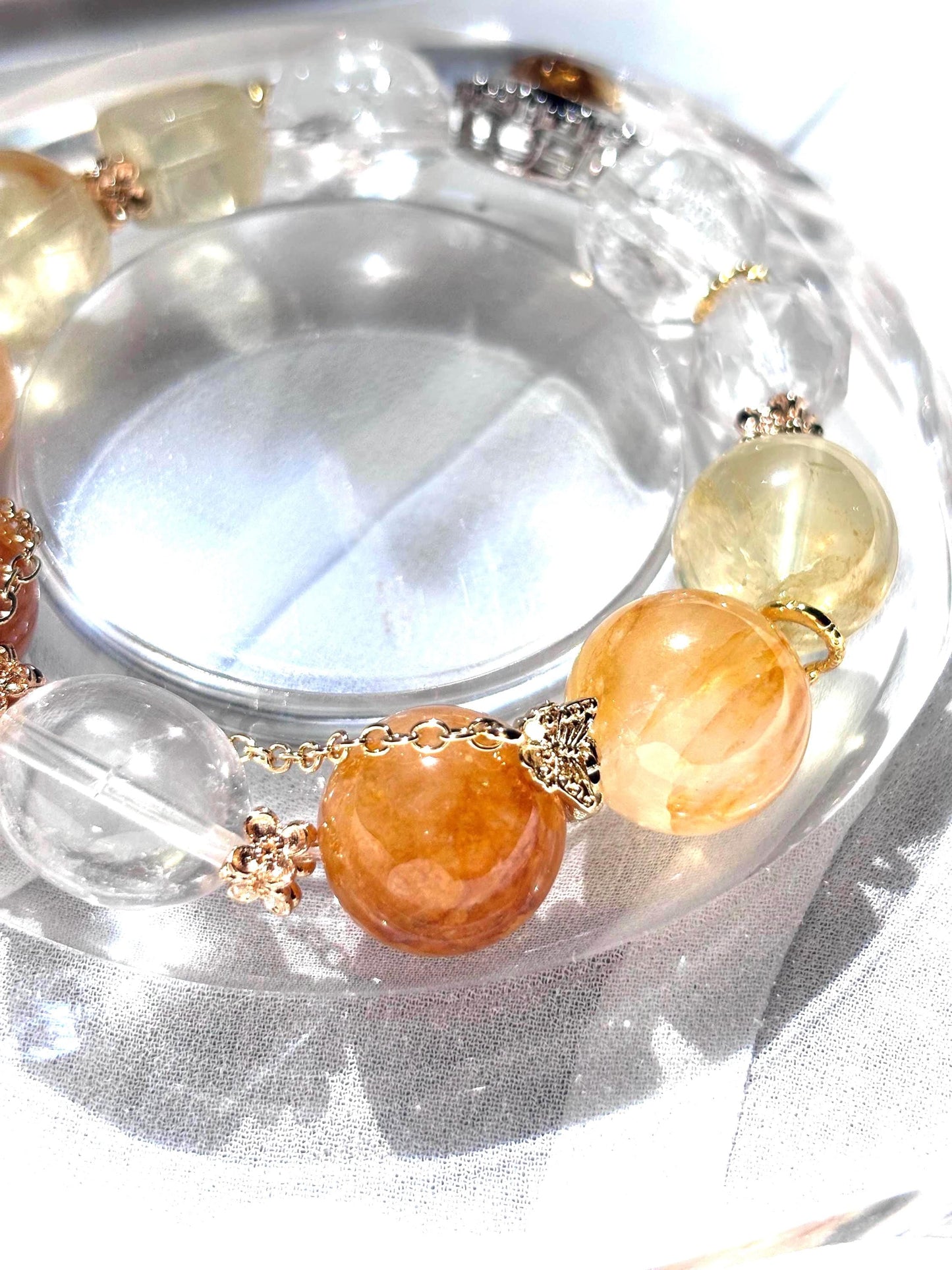 Solenara - Golden Light Heart Crystal Bracelet