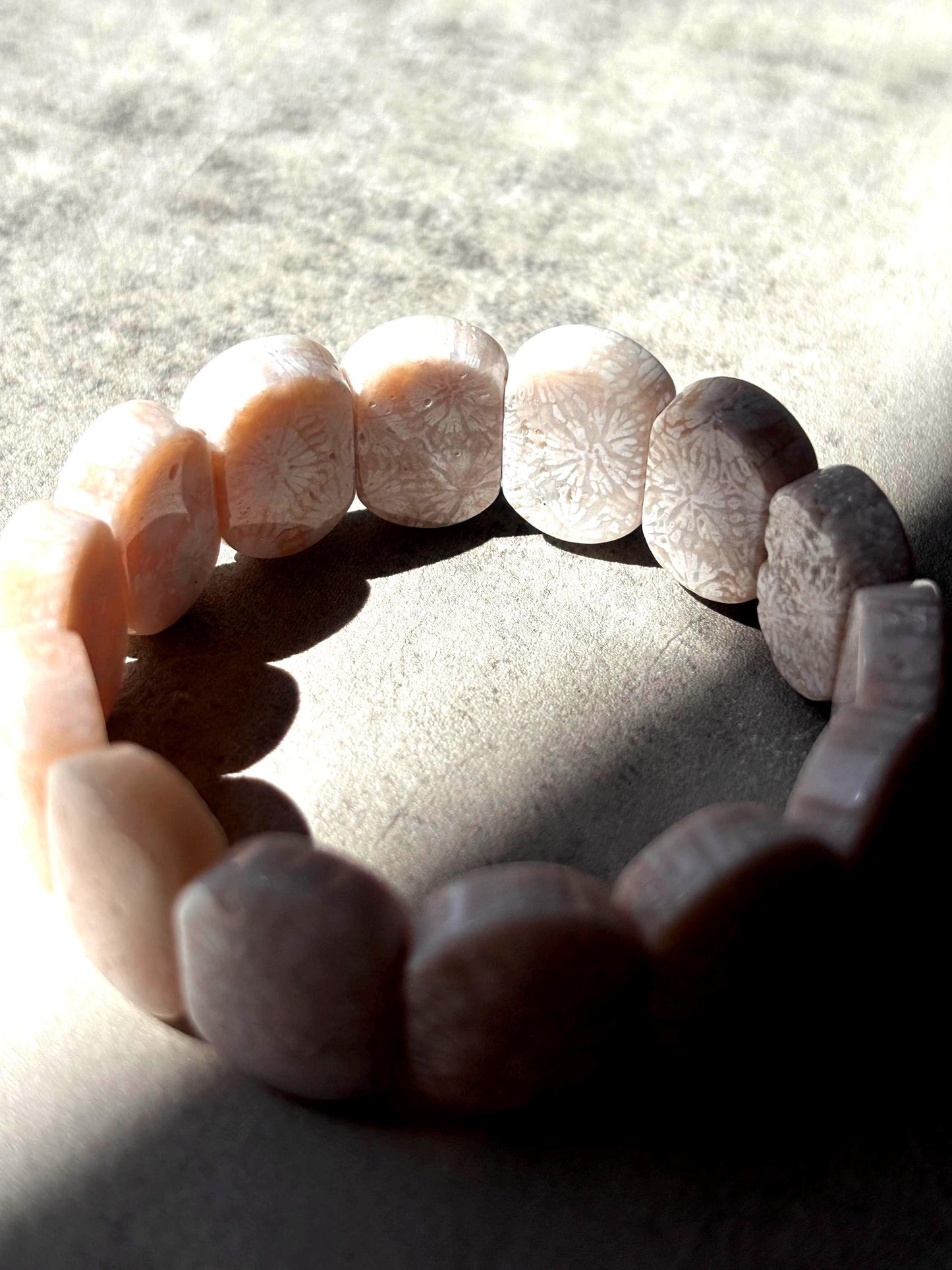 Ivory Gardenia - Natural Fossil Coral Bracelet