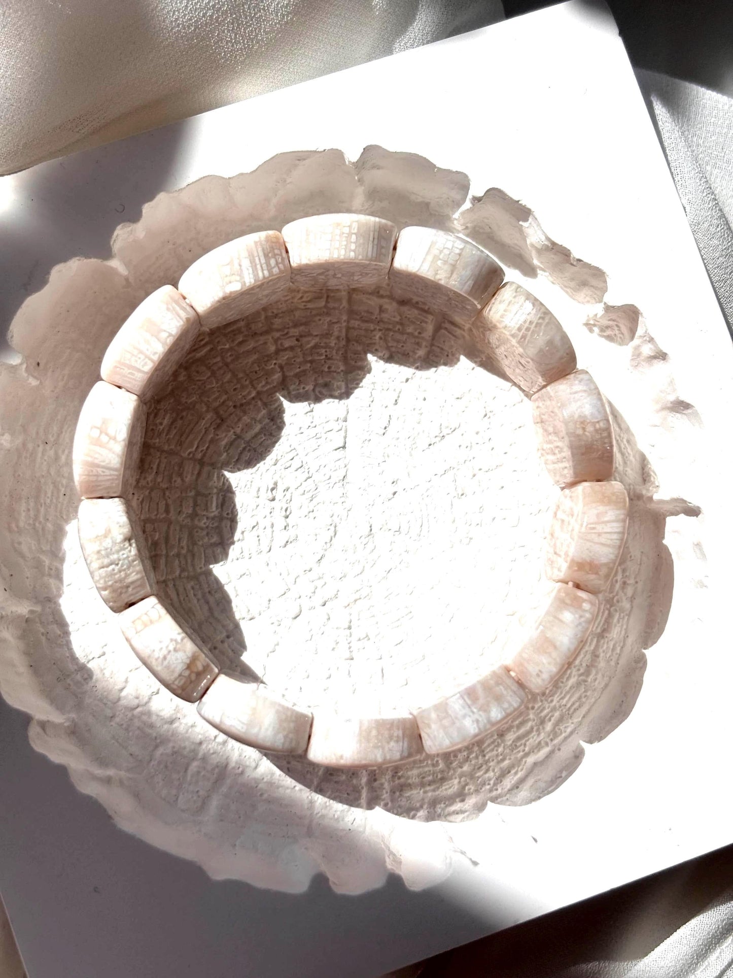 Ivory Gardenia - Natural Fossil Coral Bracelet