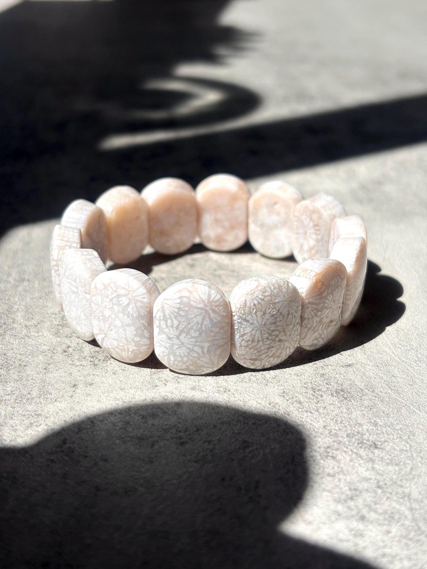 Ivory Gardenia - Natural Fossil Coral Bracelet