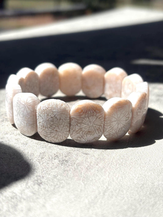 Ivory Gardenia - Natural Fossil Coral Bracelet