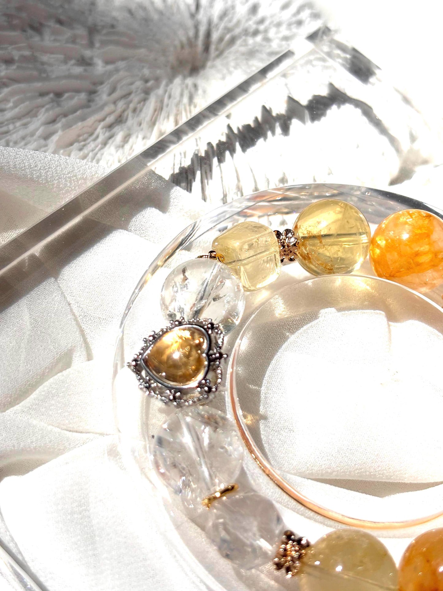 Solenara - Golden Light Heart Crystal Bracelet