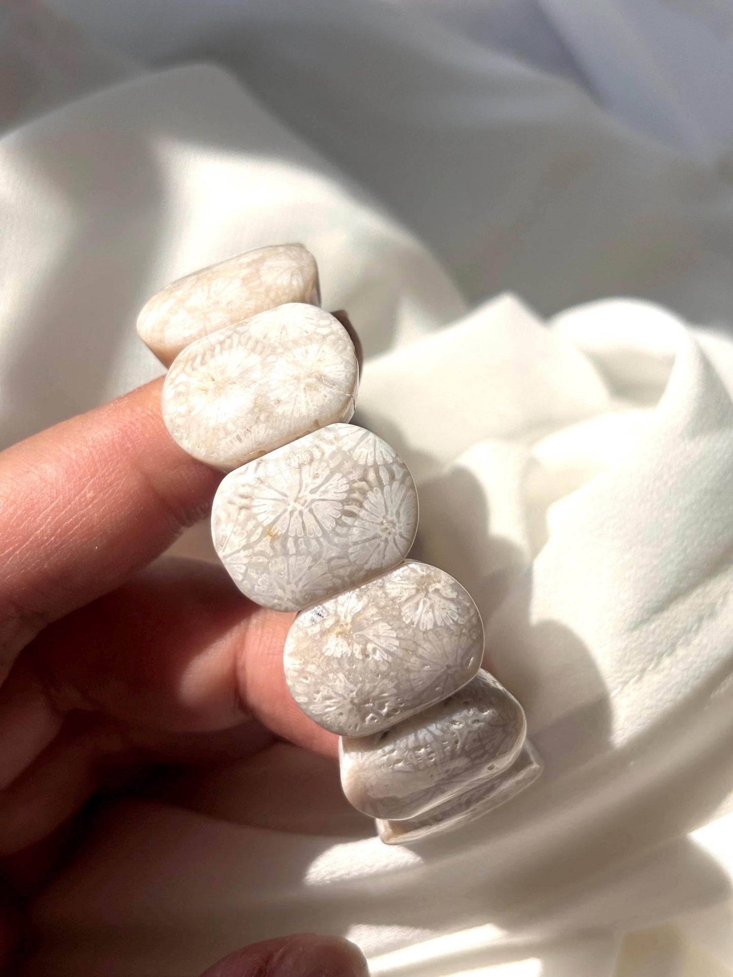 Ivory Gardenia - Natural Fossil Coral Bracelet