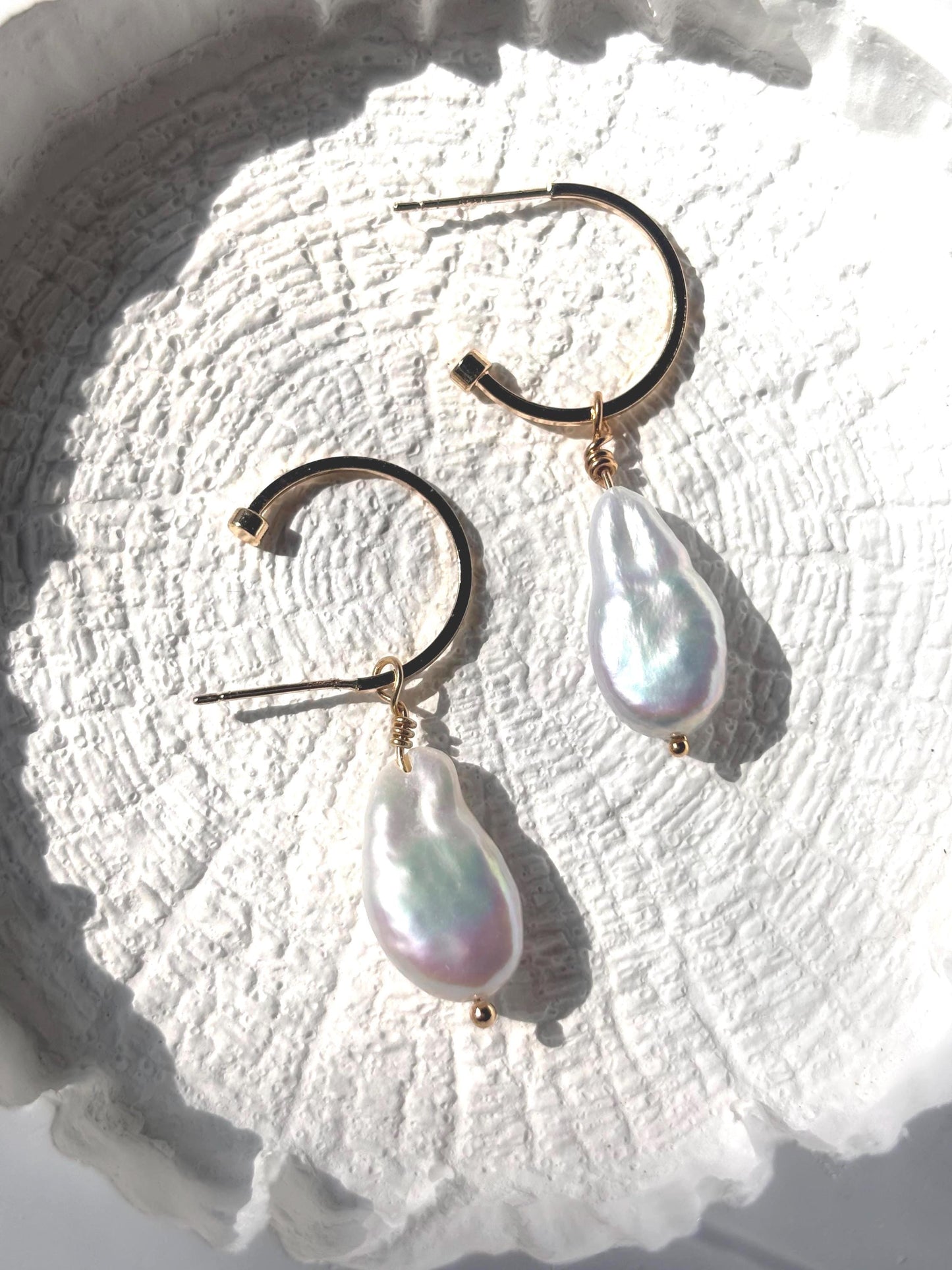 Cloud Drift - Baroque Pearl Hoop Earrings