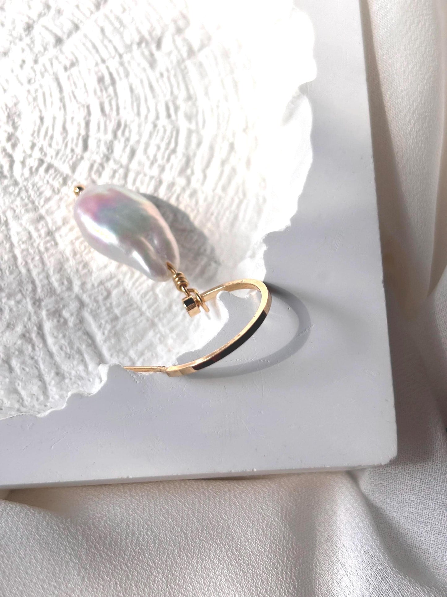 Cloud Drift - Baroque Pearl Hoop Earrings