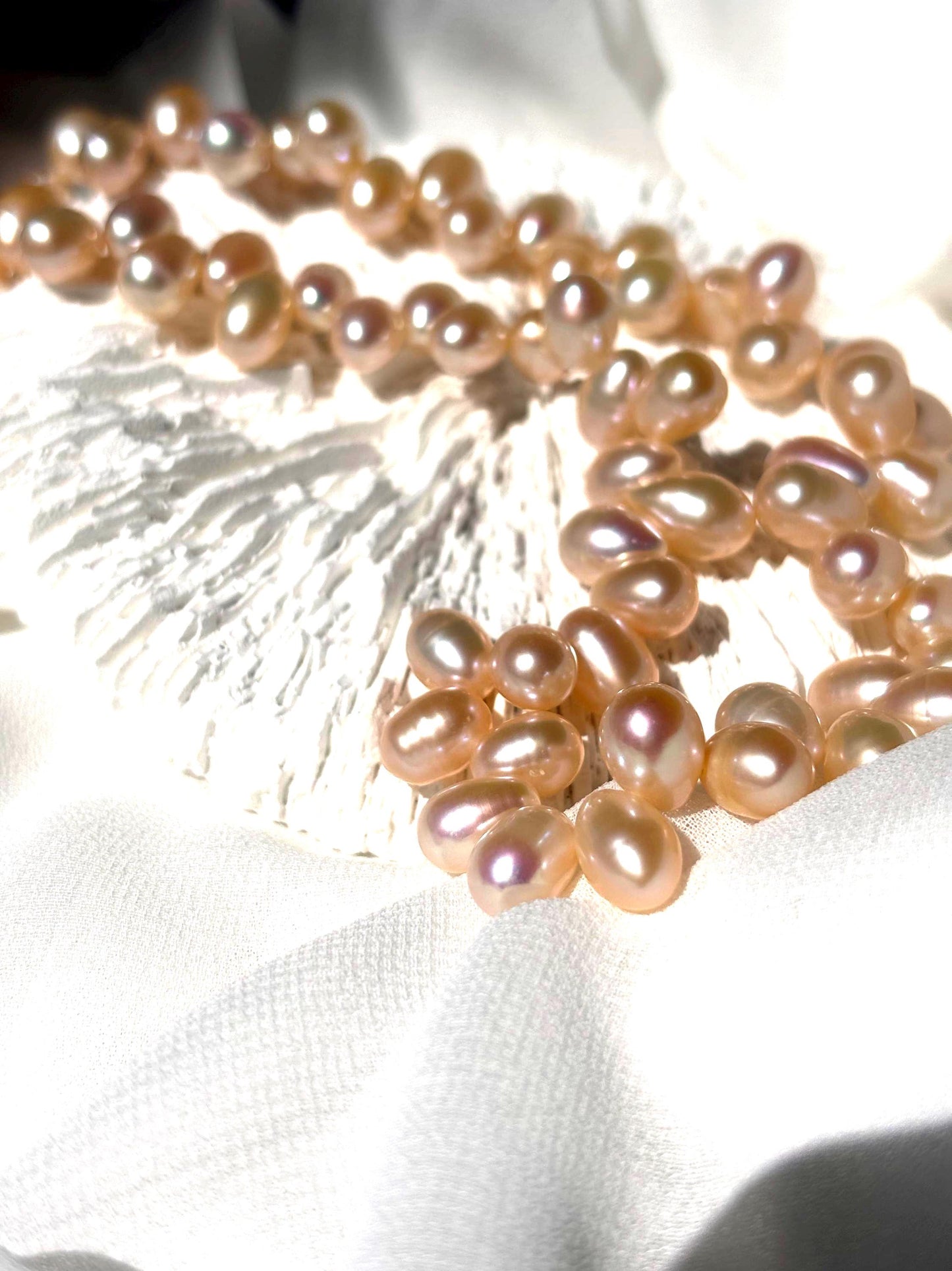 Peach Blossom Glow - Baroque Pearl Necklace & Earrings Set