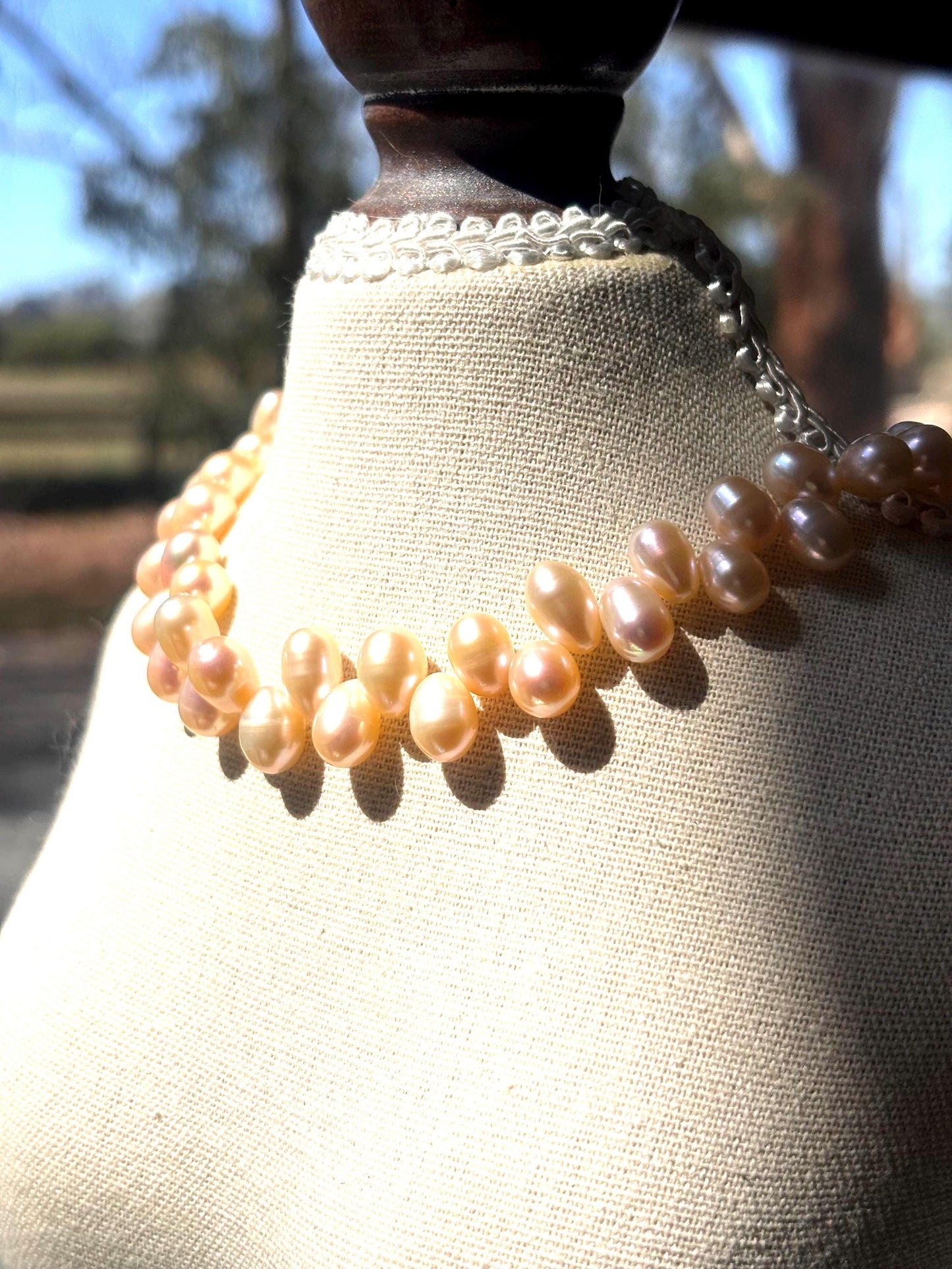 Peach Blossom Glow - Baroque Pearl Necklace & Earrings Set