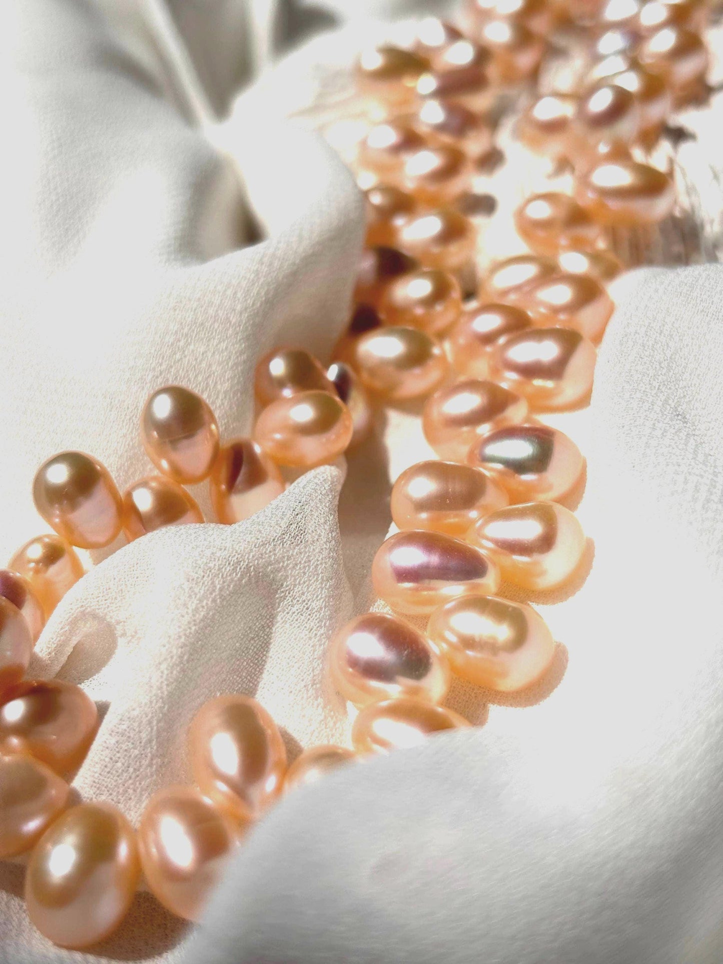 Peach Blossom Glow - Baroque Pearl Necklace & Earrings Set
