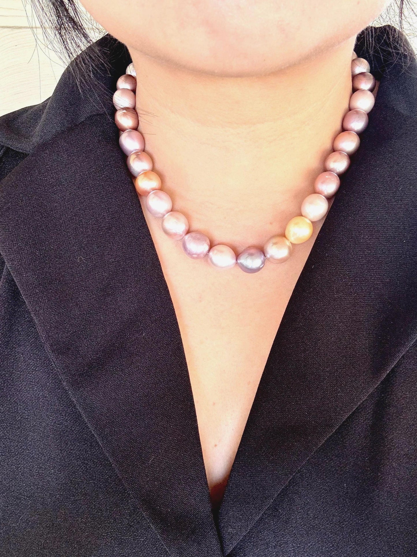 Aurora Bloom - Multicolor Purple Bronze Orange Baroque Pearl Necklace