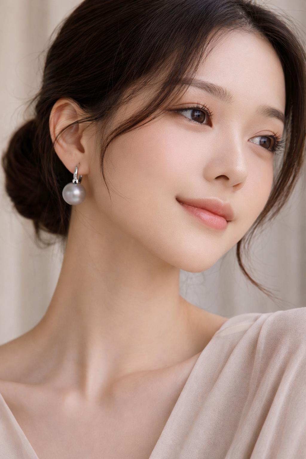 Moonlit Halo - Grey Freshwater Pearl Huggie Earrings