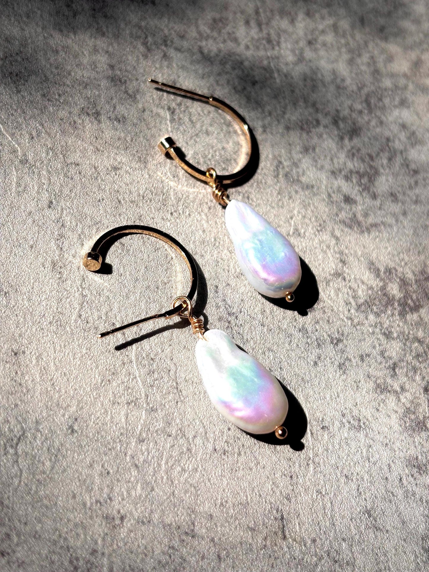 Cloud Drift - Baroque Pearl Hoop Earrings