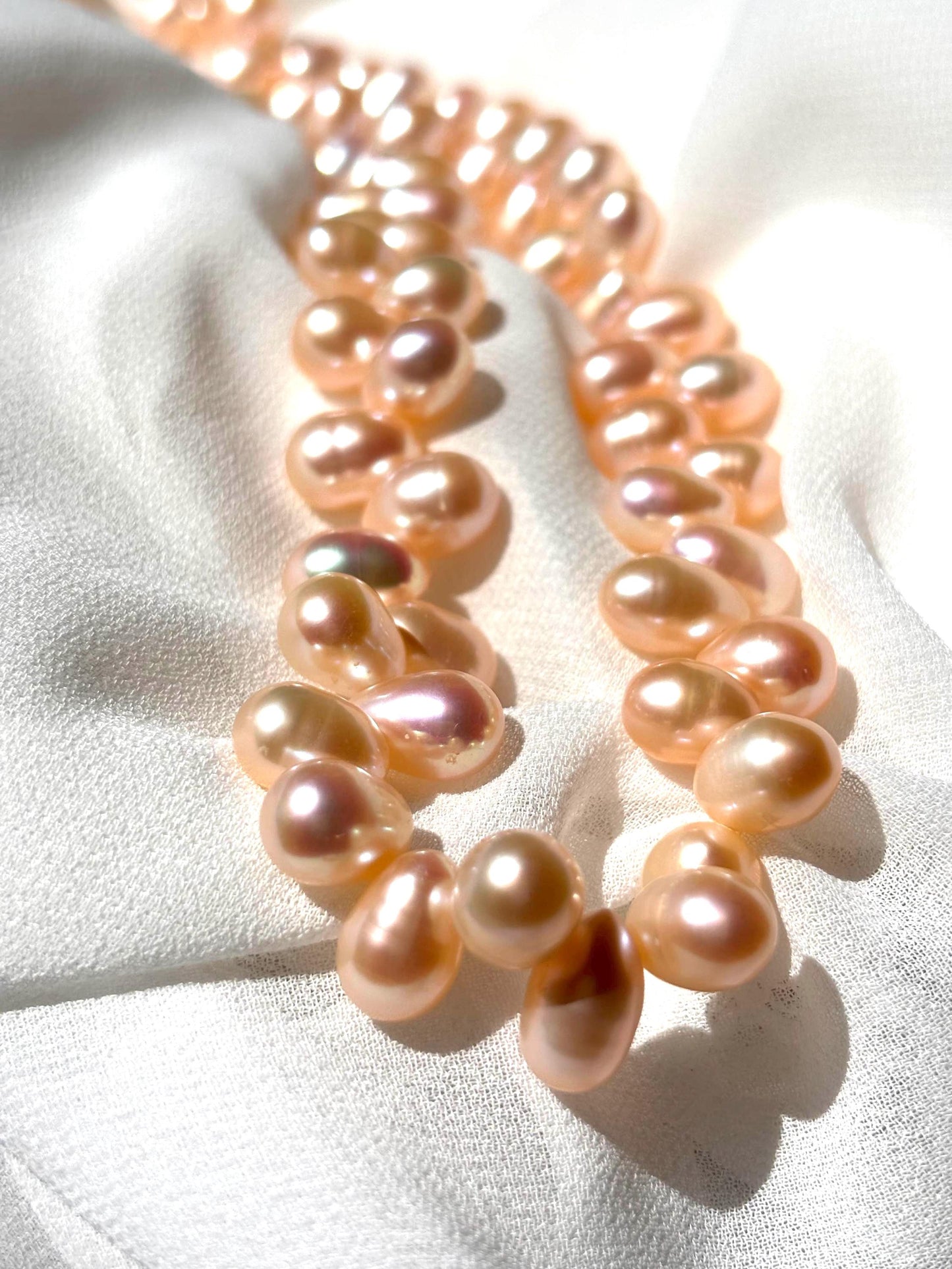 Peach Blossom Glow - Baroque Pearl Necklace & Earrings Set