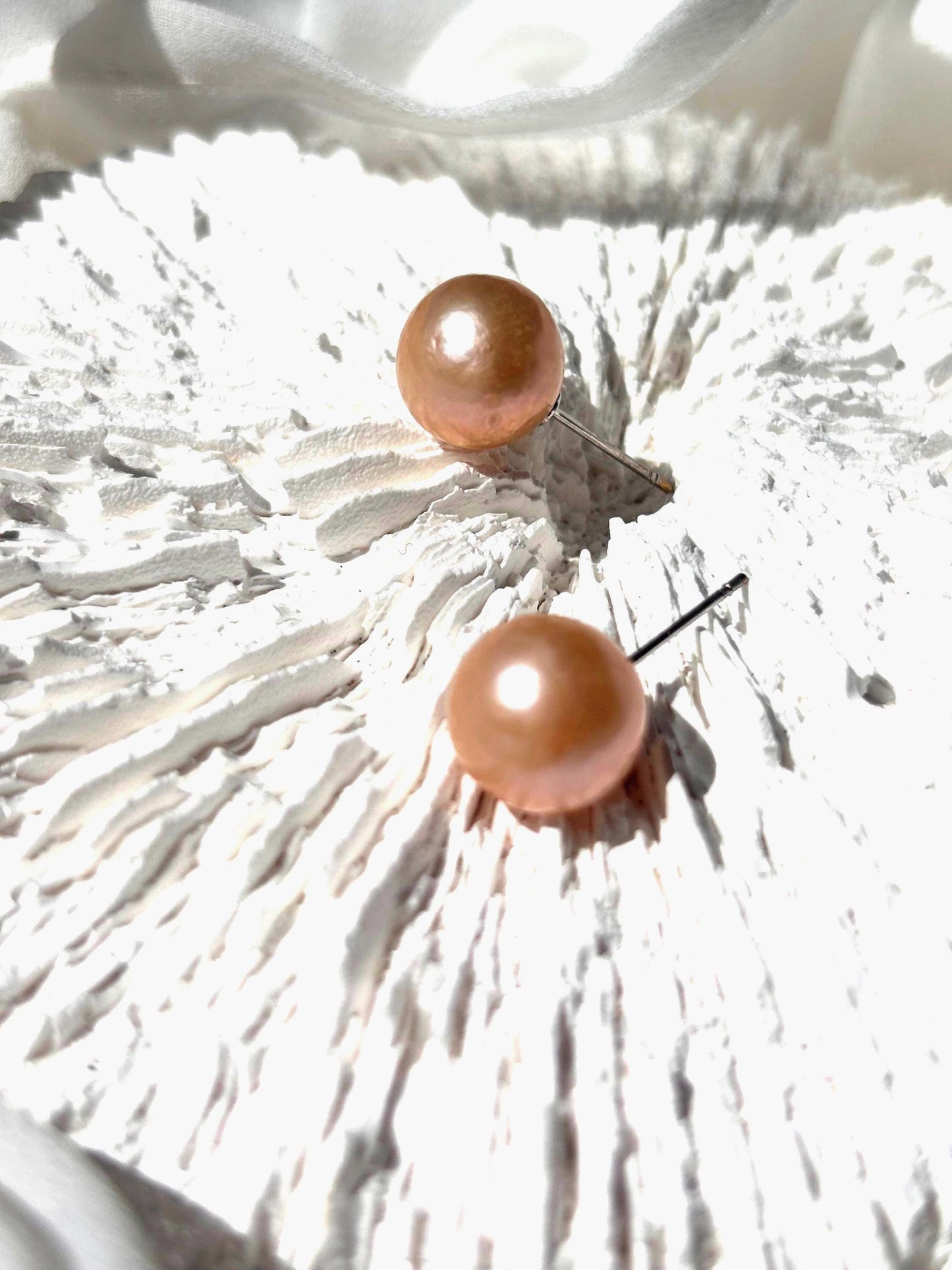 Peach Blossom Glow - Baroque Pearl Necklace & Earrings Set