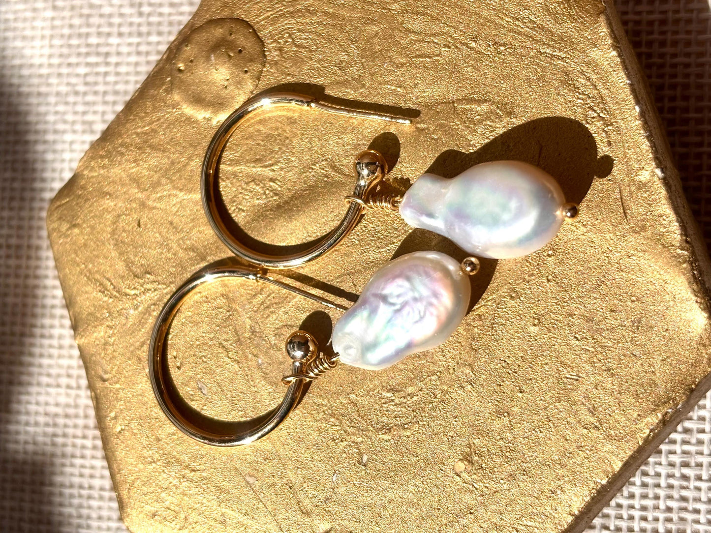 Cloud Drift - Baroque Pearl Hoop Earrings