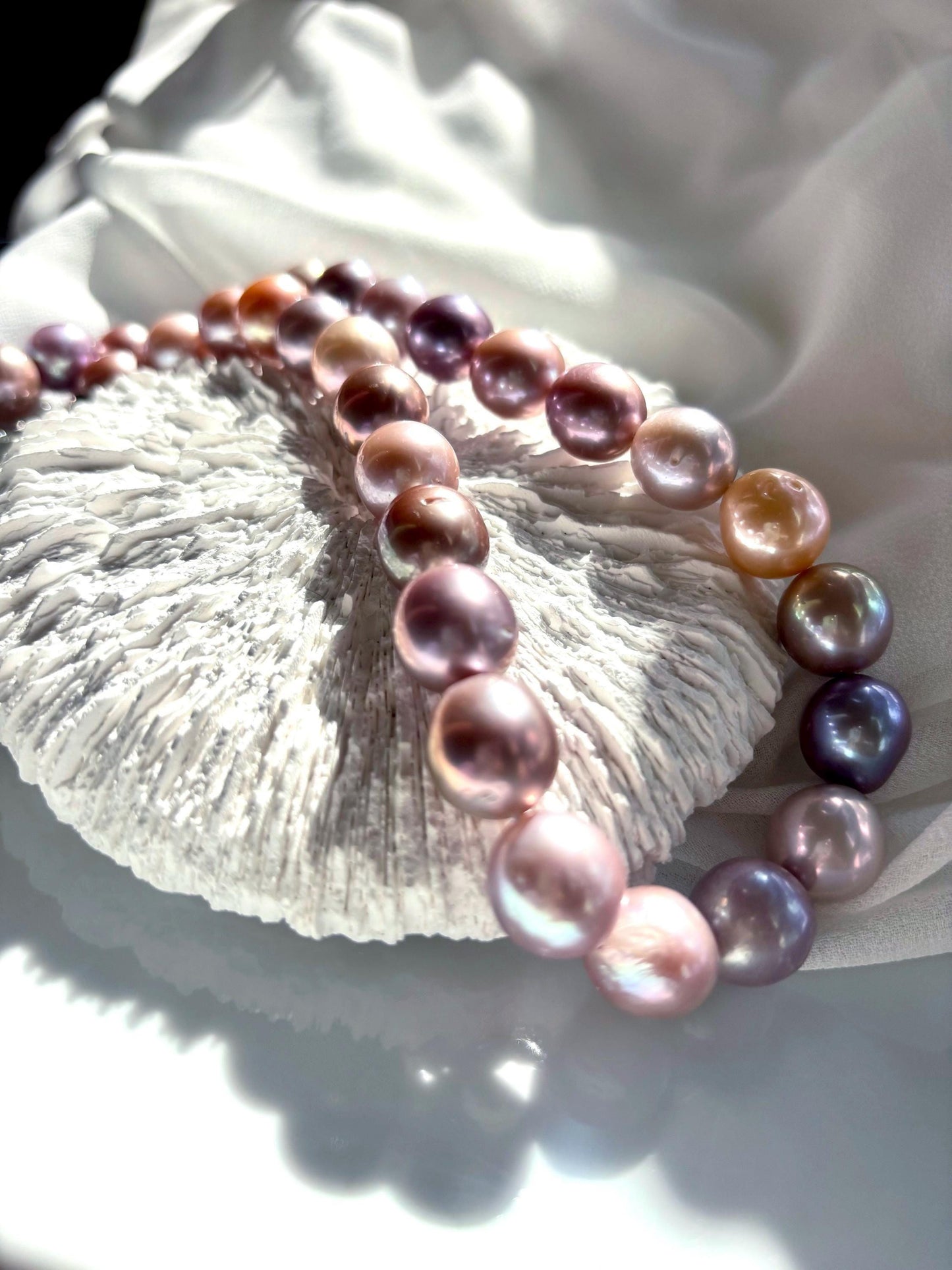 Aurora Bloom - Multicolor Purple Bronze Orange Baroque Pearl Necklace