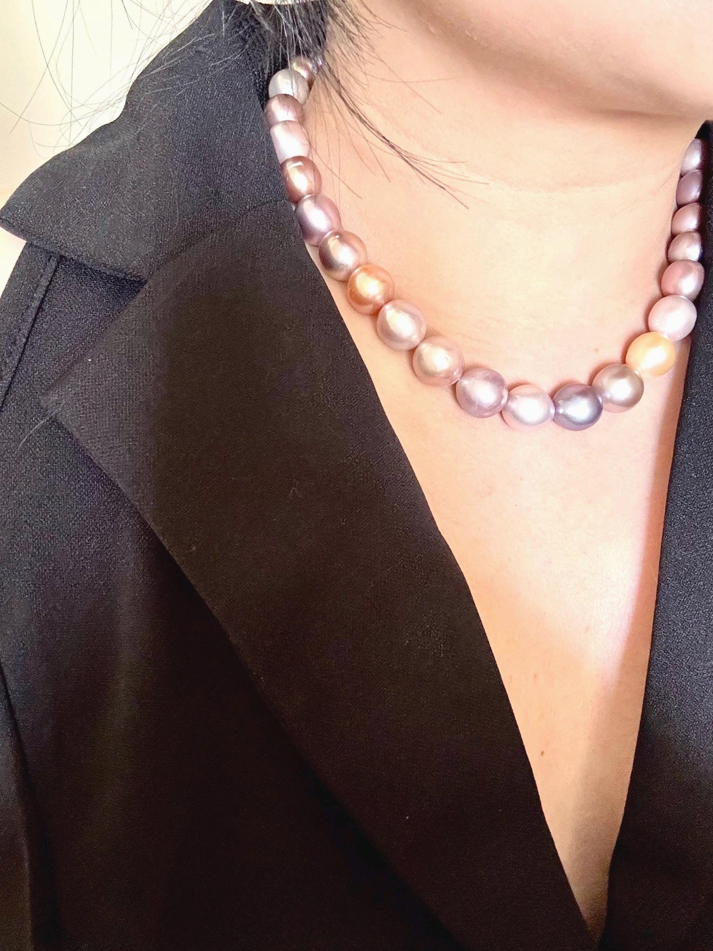 Aurora Bloom - Multicolor Purple Bronze Orange Baroque Pearl Necklace