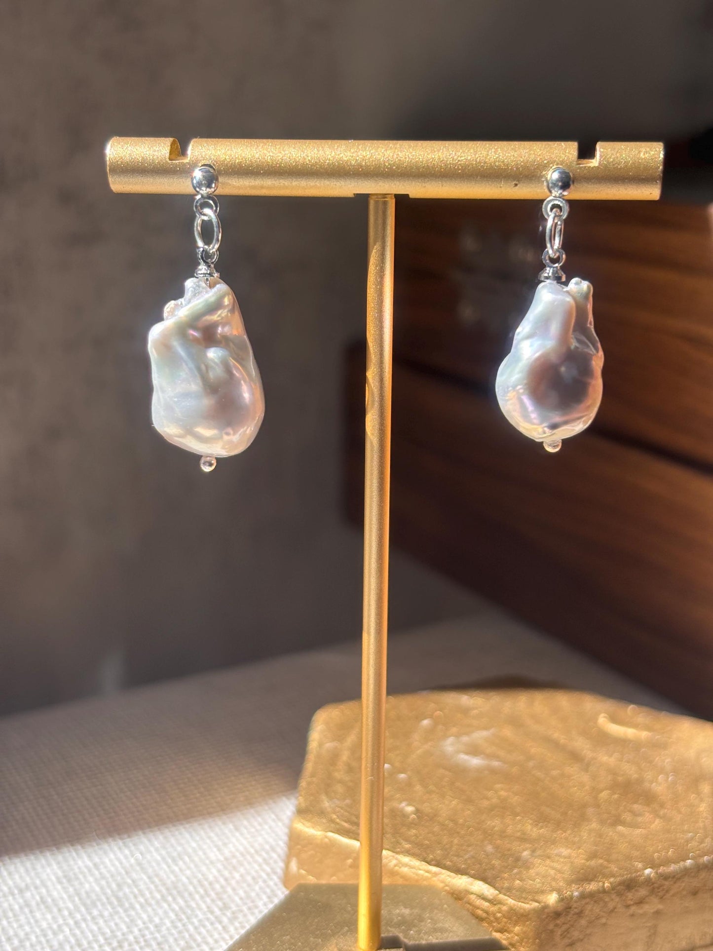 Silverstream Whisper - Fish Tail Baroque Pearl Stud Earrings