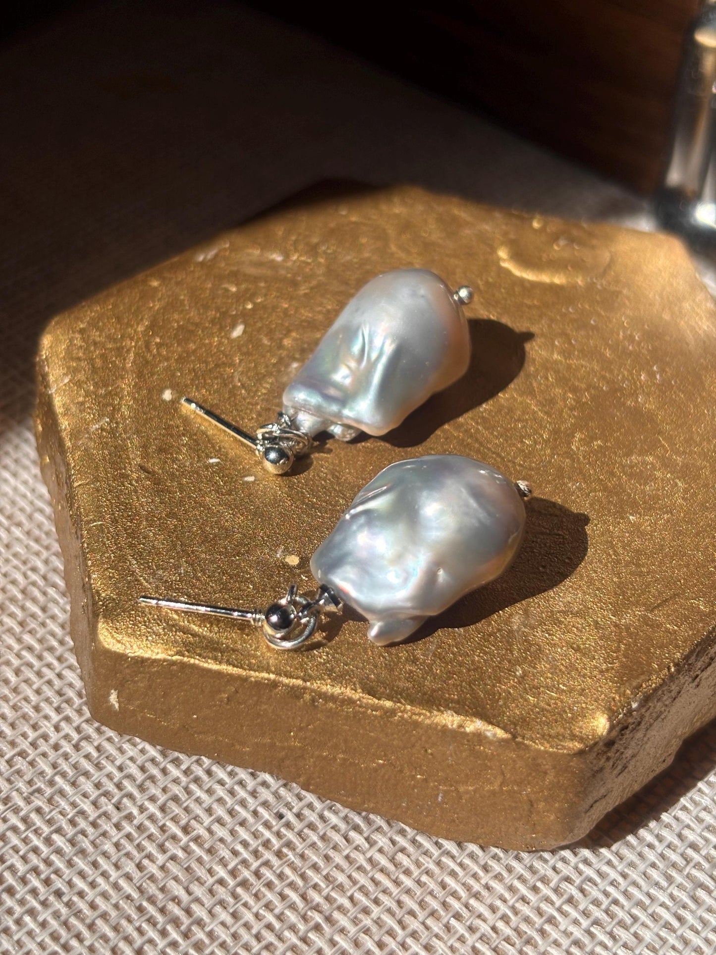 Silverstream Whisper - Fish Tail Baroque Pearl Stud Earrings
