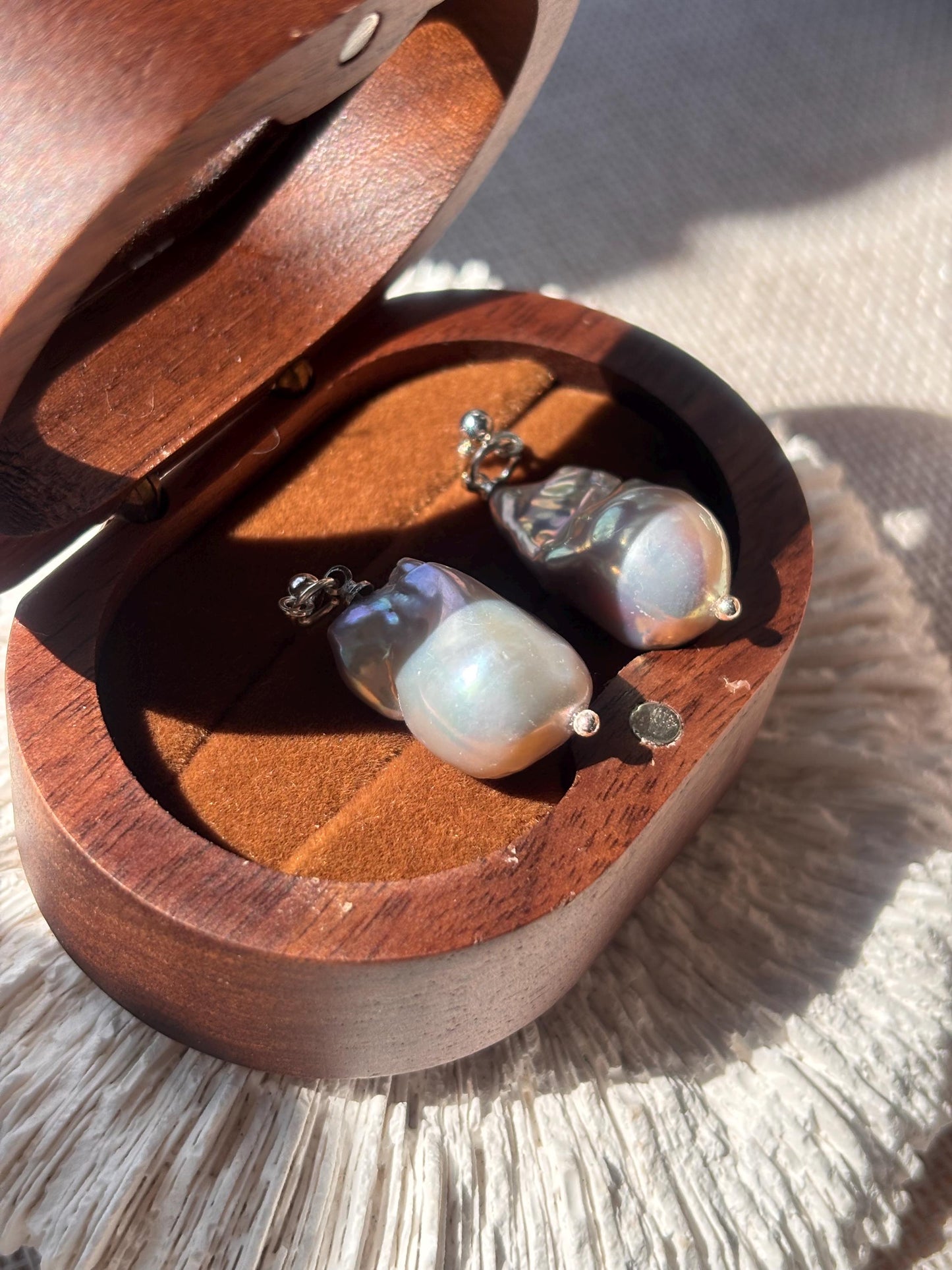 Silverstream Whisper - Fish Tail Baroque Pearl Stud Earrings