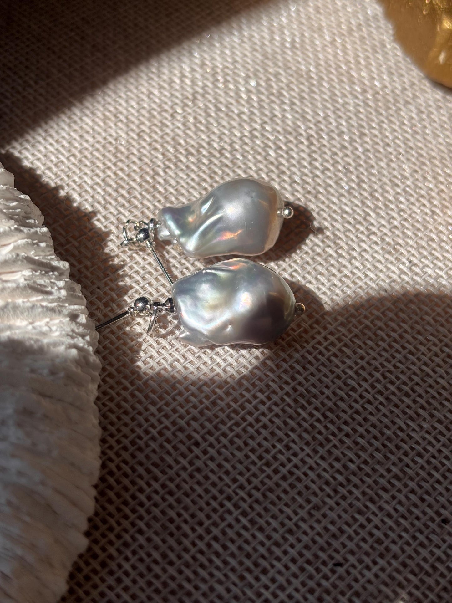 Silverstream Whisper - Fish Tail Baroque Pearl Stud Earrings