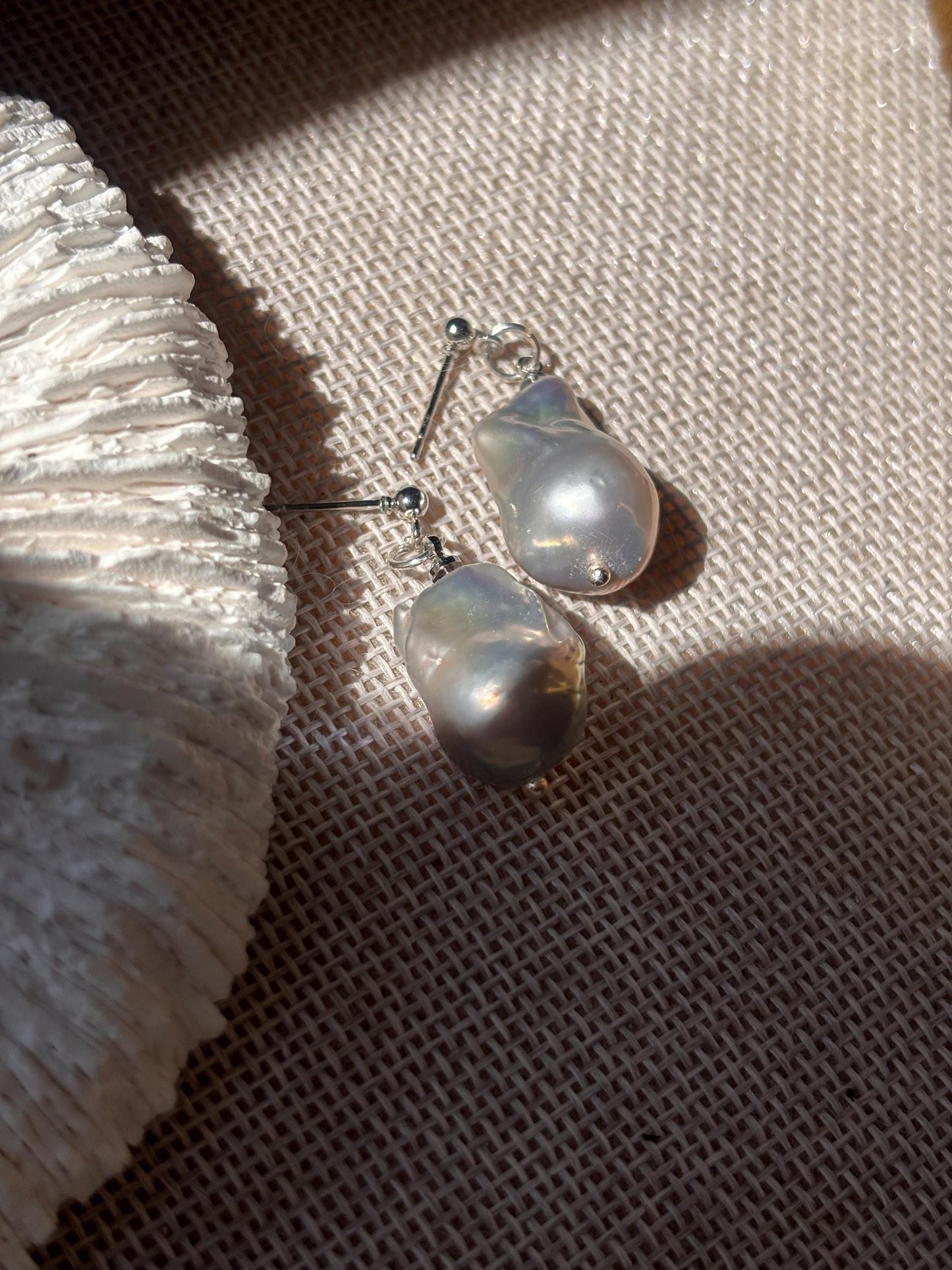 Silverstream Whisper - Fish Tail Baroque Pearl Stud Earrings