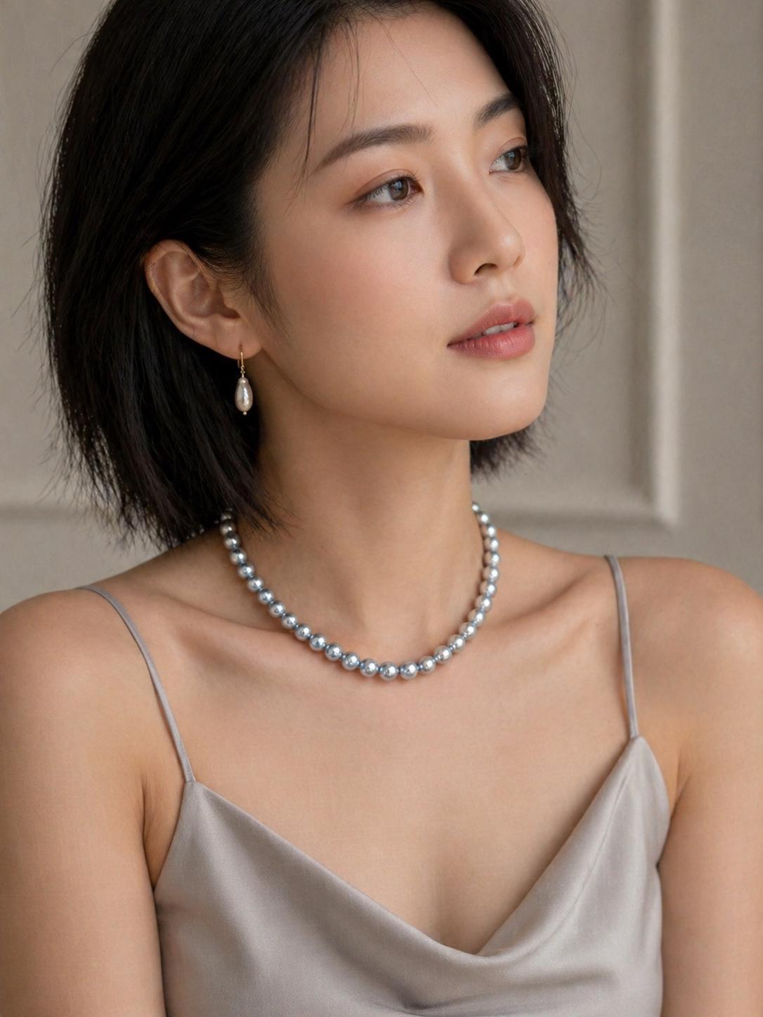 Moonmist Whisper - Silver Grey Pearl Necklace