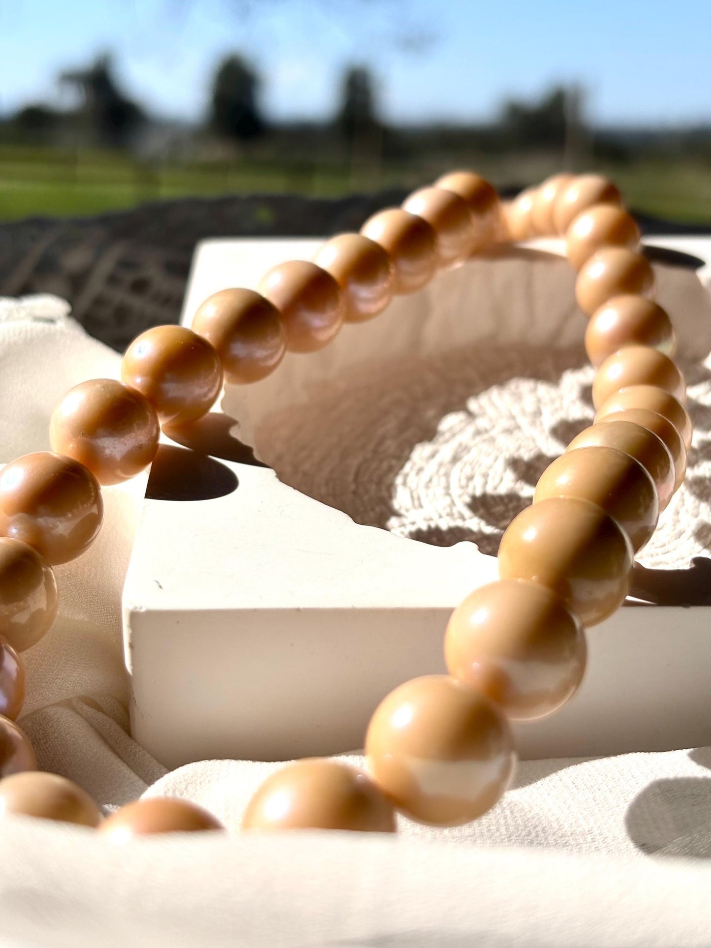 Velvet Aura - Nude Baroque Pearl Necklace, Minimalist Freshwater Pearl Jewelry, Gift for Mum, June Birthstone